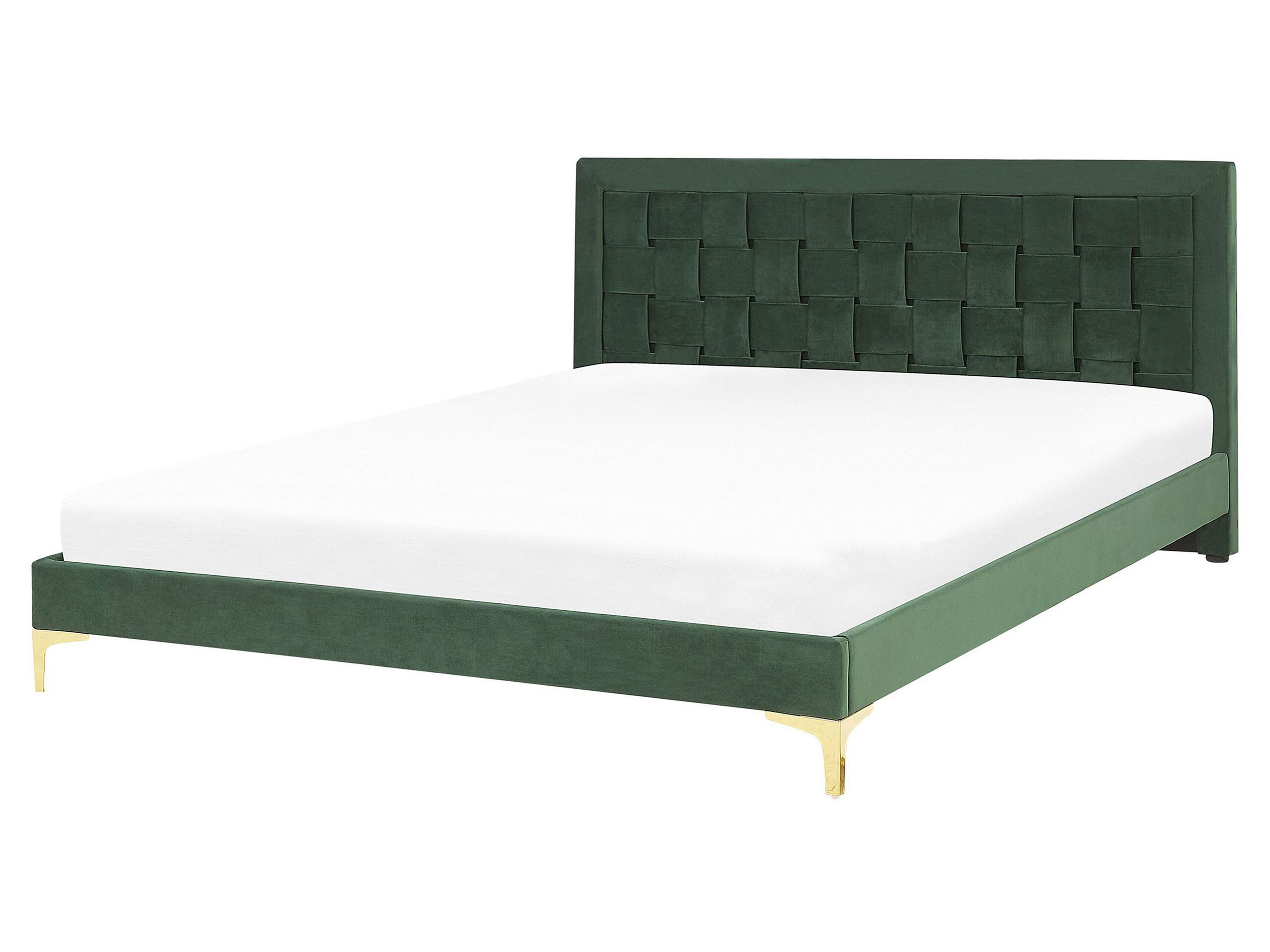 Velvet EU King Size Bed Green LIMOUX - Gemini Interiors