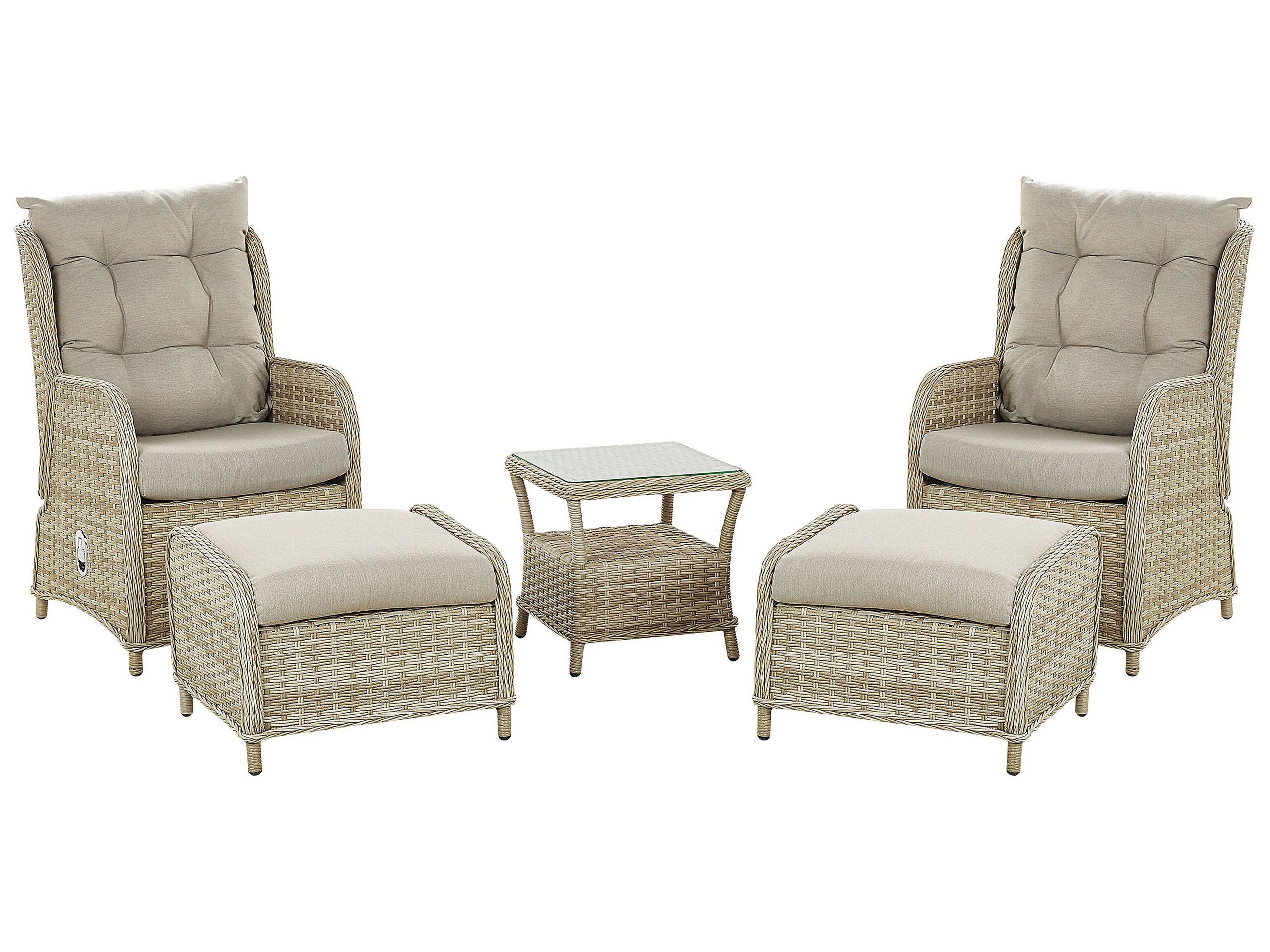 2 Seater PE Rattan Garden Lounge Set Natural PONZA - Gemini Interiors