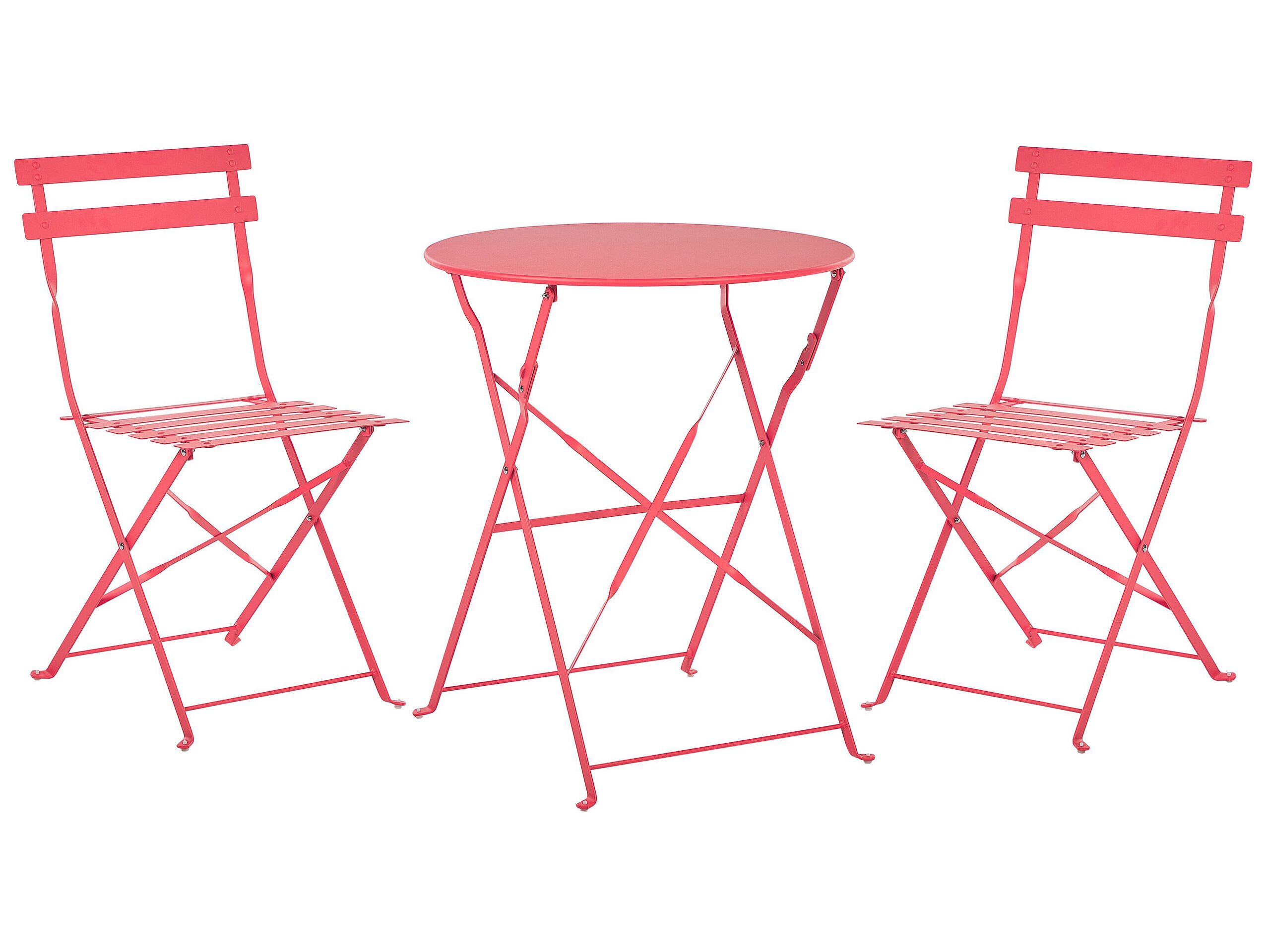 Steel Garden Bistro Set Red FIORI - Gemini Interiors