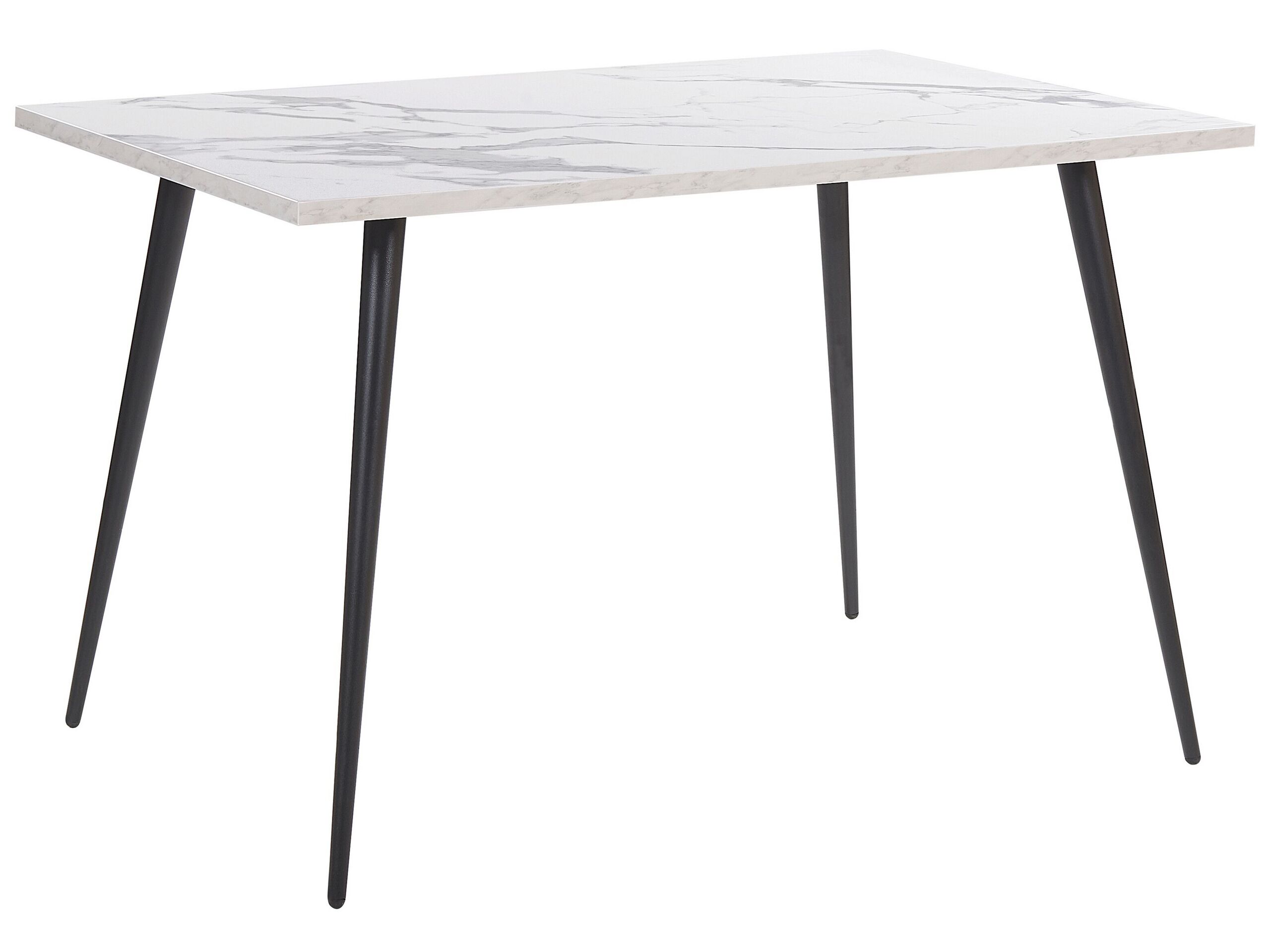 Dining Table 120 x 80 cm White Marble Effect with Black SANTIAGO - Gemini Interiors