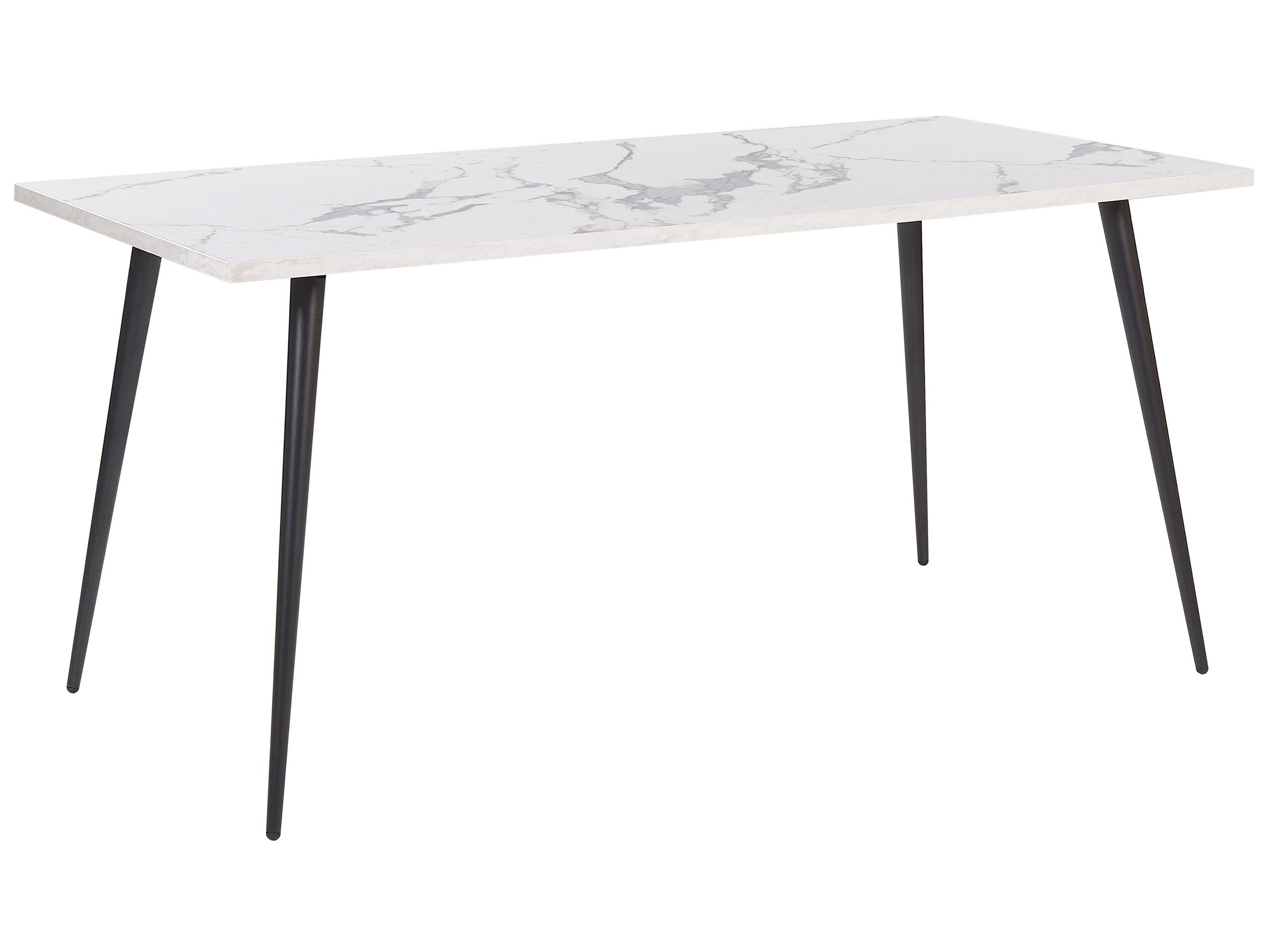 Dining Table 160 x 80 cm White Marble Effect with Black SANTIAGO - Gemini Interiors