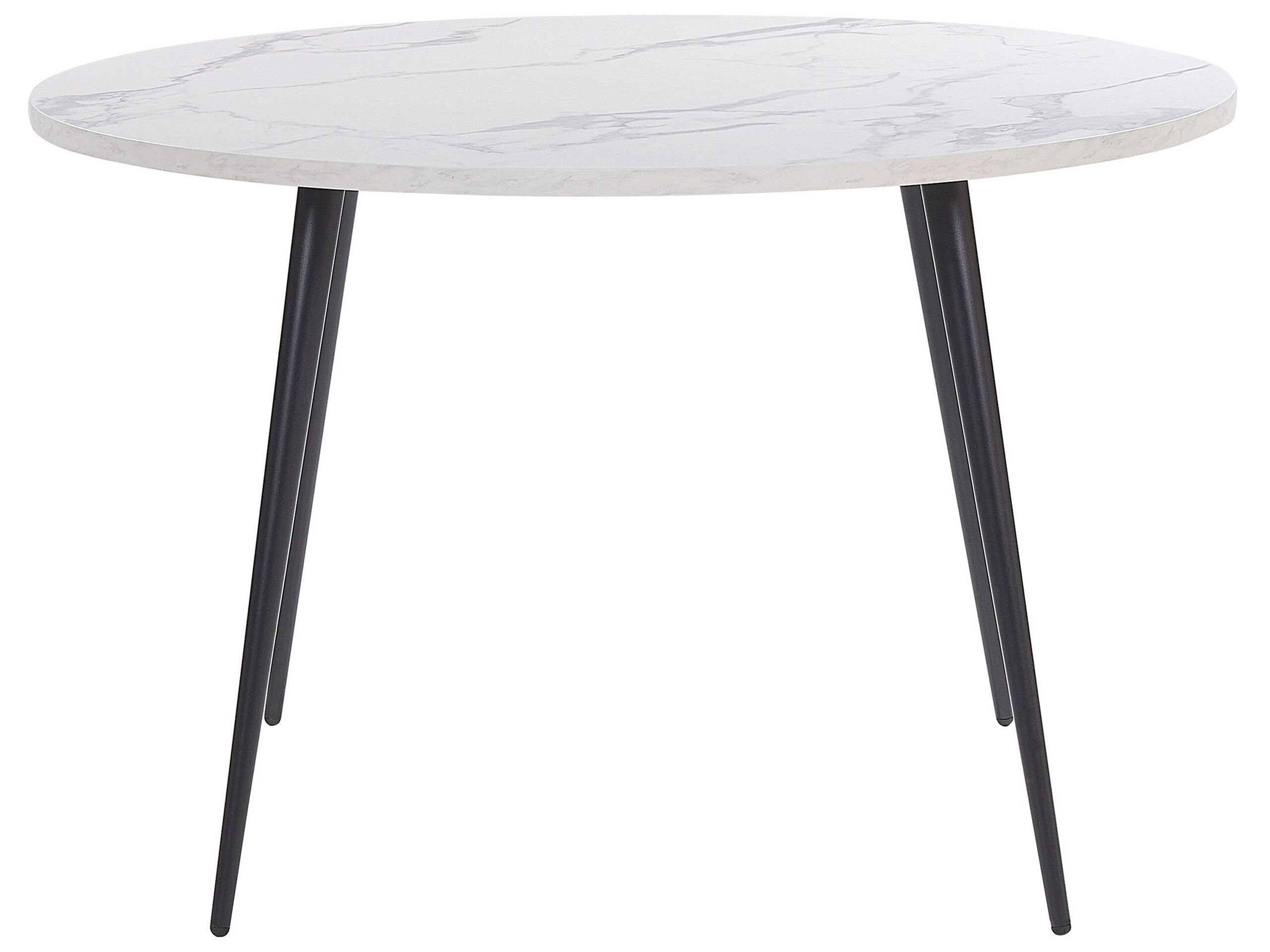 Round Dining Table âŒ€ 120 cm White Marble Effect with Black ODEON - Gemini Interiors