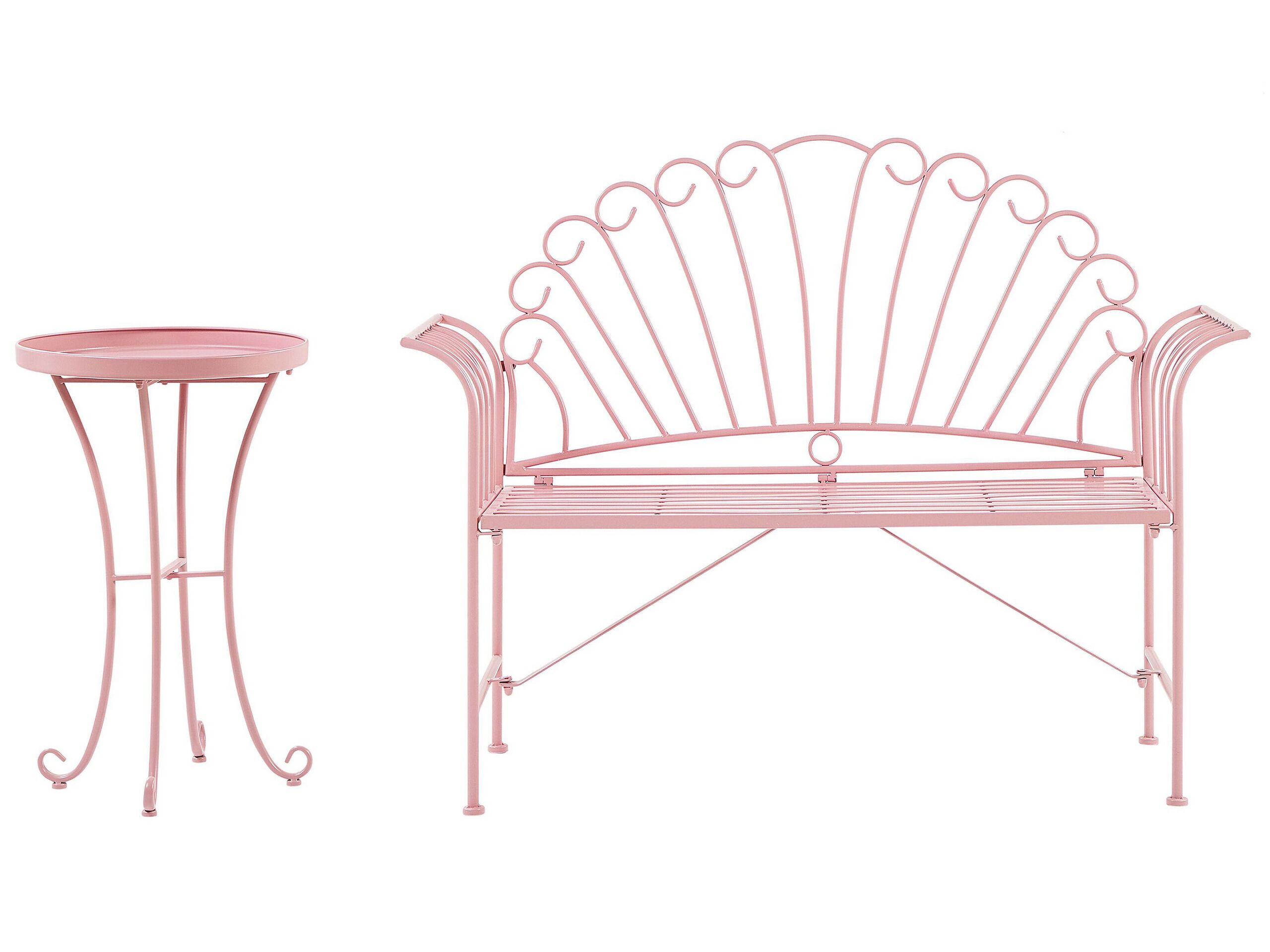 Metal Garden Bench Set Pink CAVINIA - Gemini Interiors