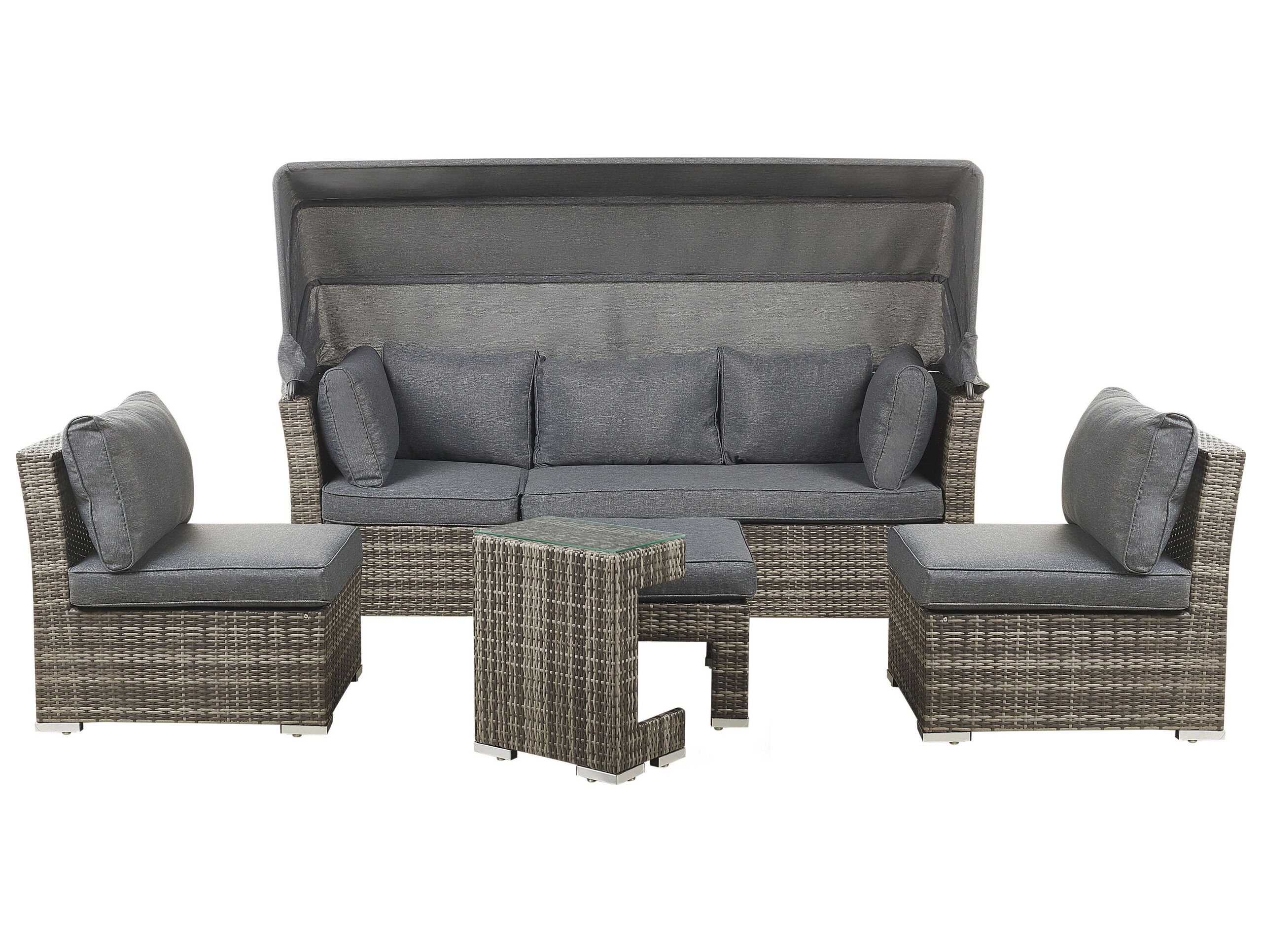 5 Seater PE Rattan Modular Garden Lounge Set Brown CORTE - Gemini Interiors
