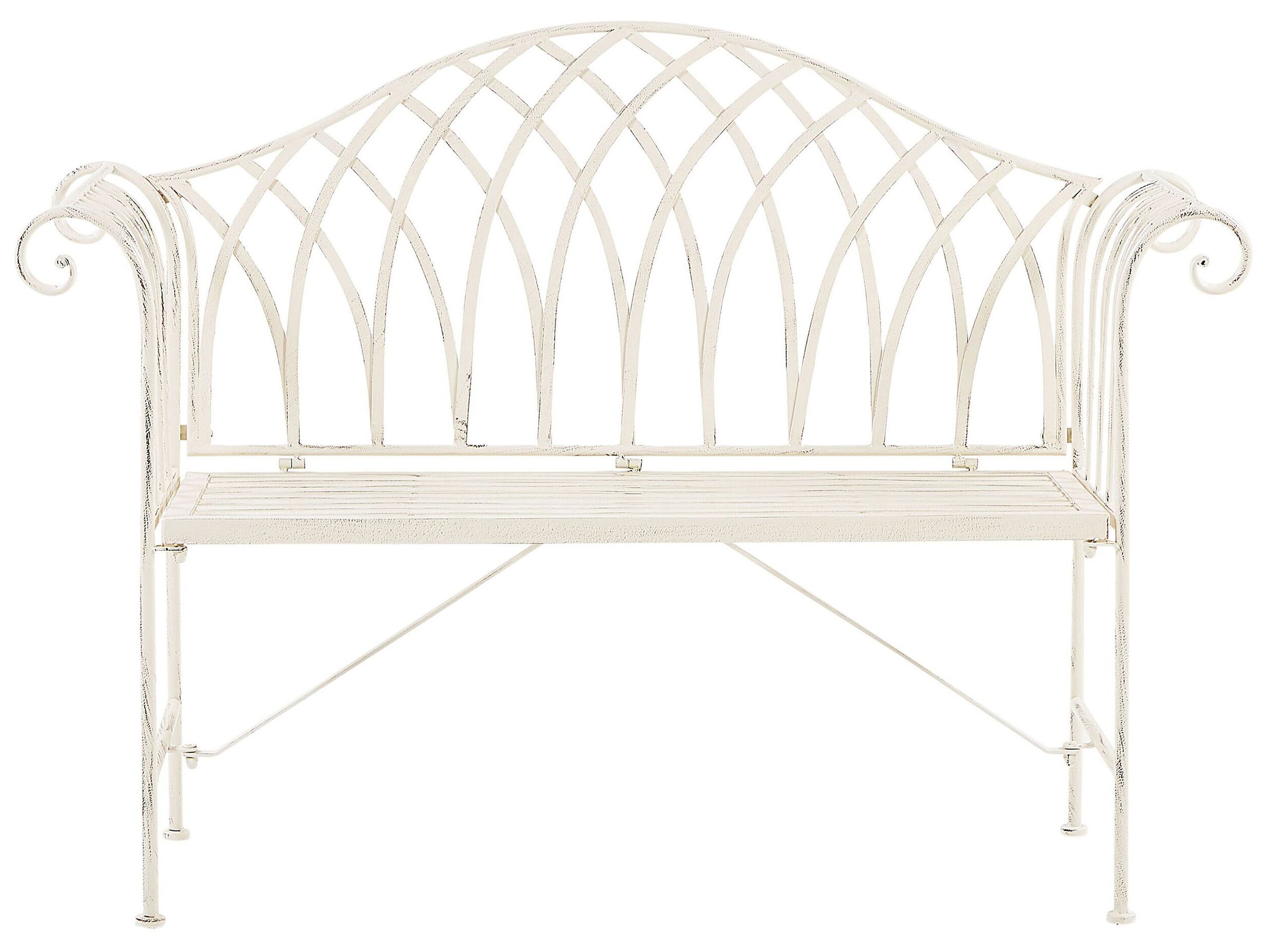 Metal Garden Bench 130 cm White MILAZZO - Gemini Interiors
