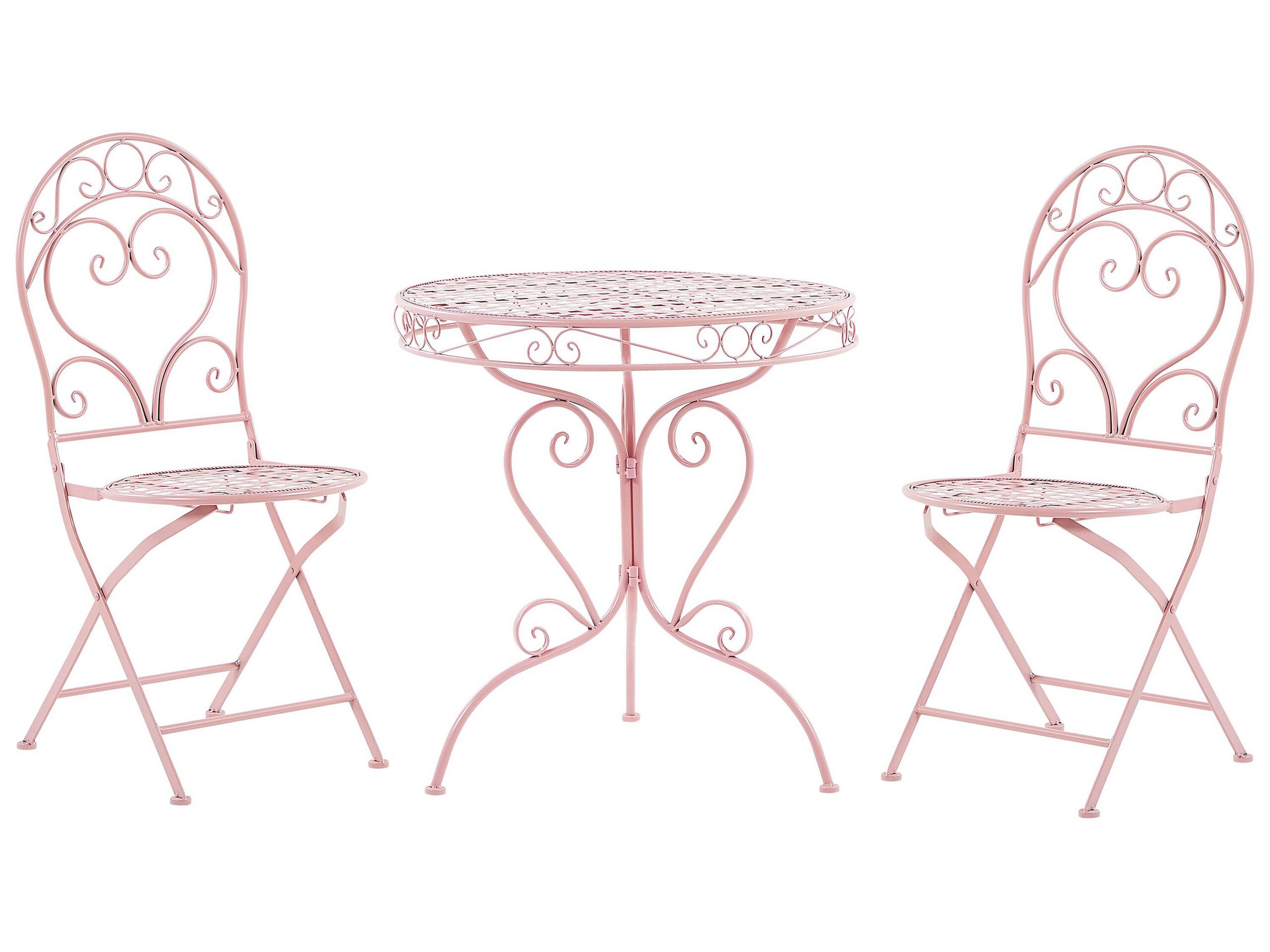 Metal Garden Bistro Set Pink ALBINIA - Gemini Interiors