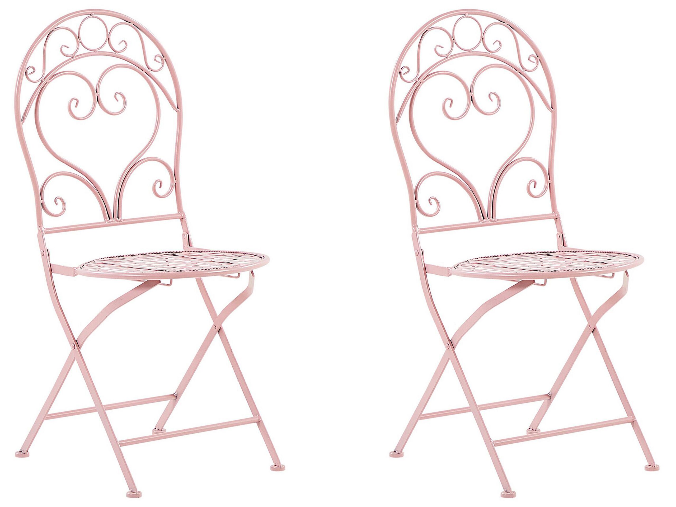 Set of 2 Metal Garden Chairs Pink ALBINIA - Gemini Interiors