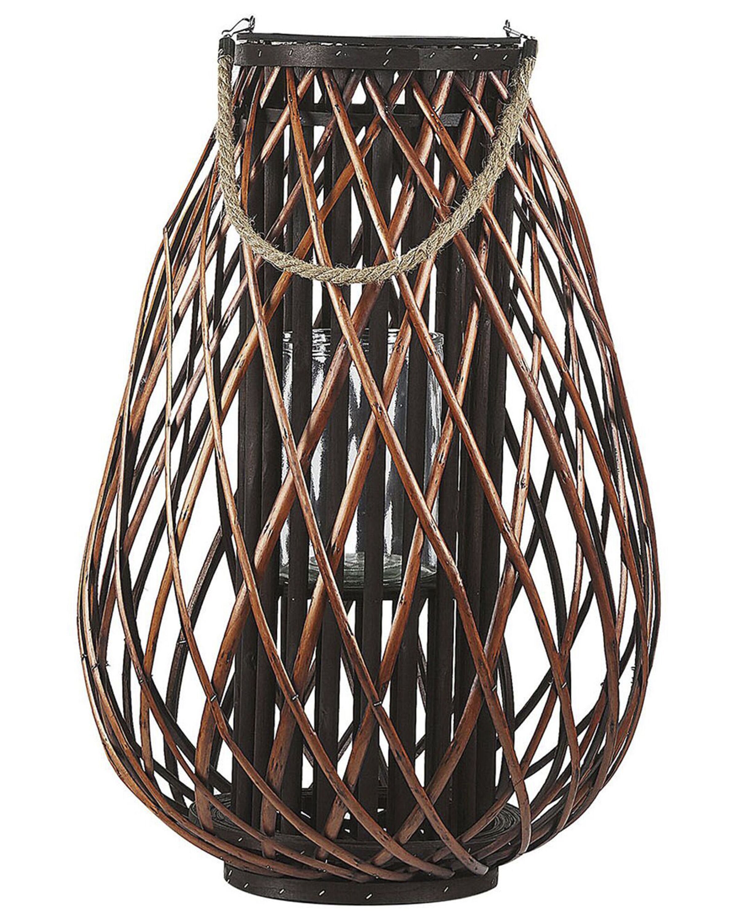 Wooden Candle Lantern 60 cm Brown KIUSIU - Gemini Interiors