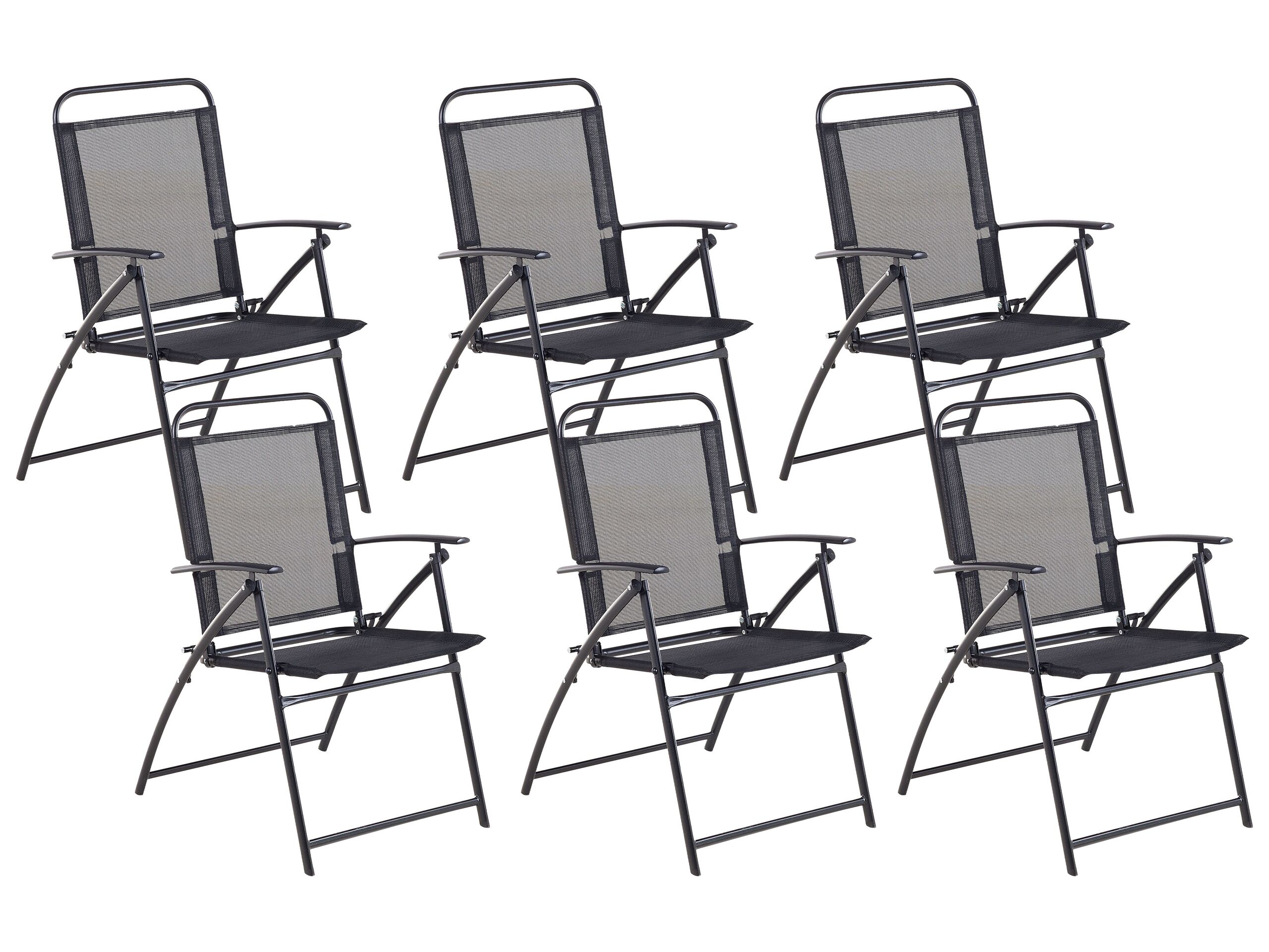 Set of 6 Garden Folding Chairs Black LIVO - Gemini Interiors