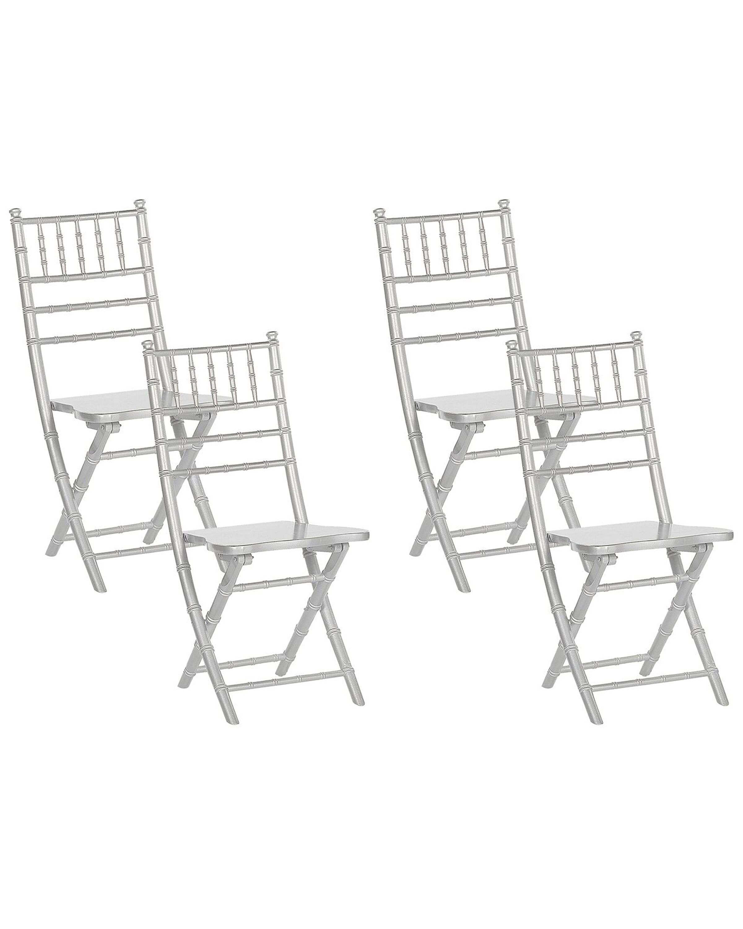 Set of 4 Wooden Chairs Silver MACHIAS - Gemini Interiors