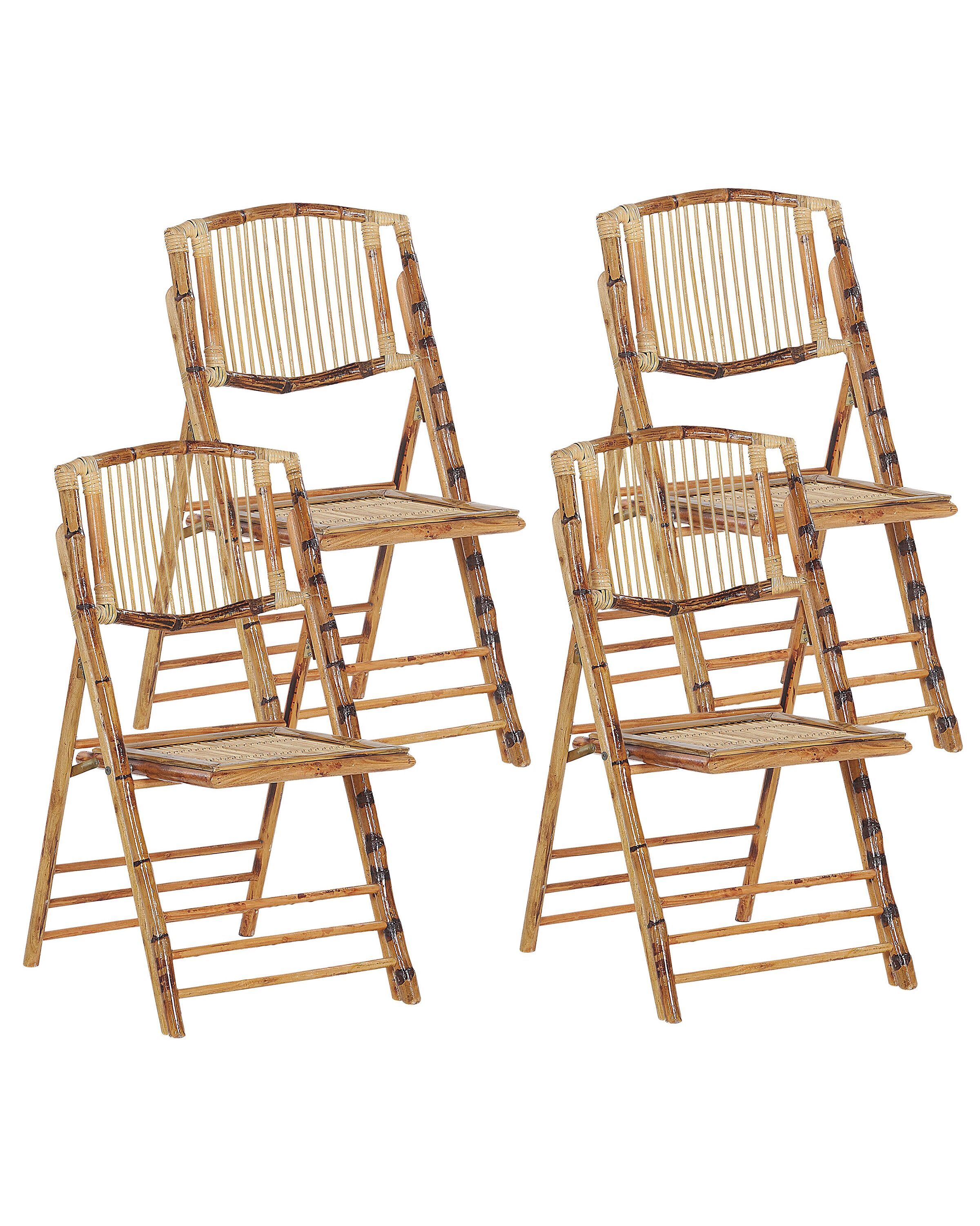 Set of 4 Wooden Bamboo Chairs TRENTOR - Gemini Interiors