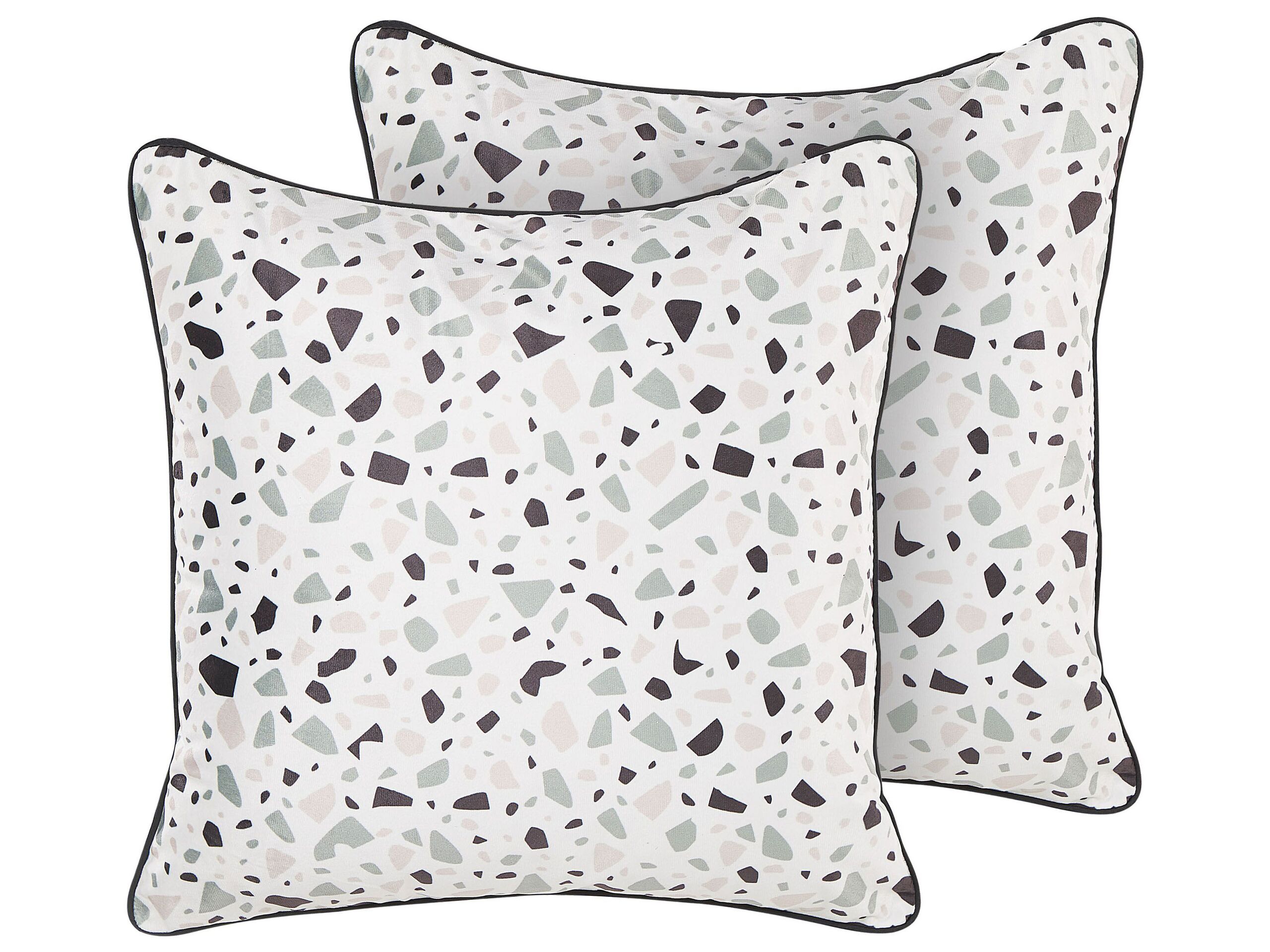 Set of 2 Velvet Cushions Terrazzo Pattern 45x45cm Multicolour - Gemini Interiors