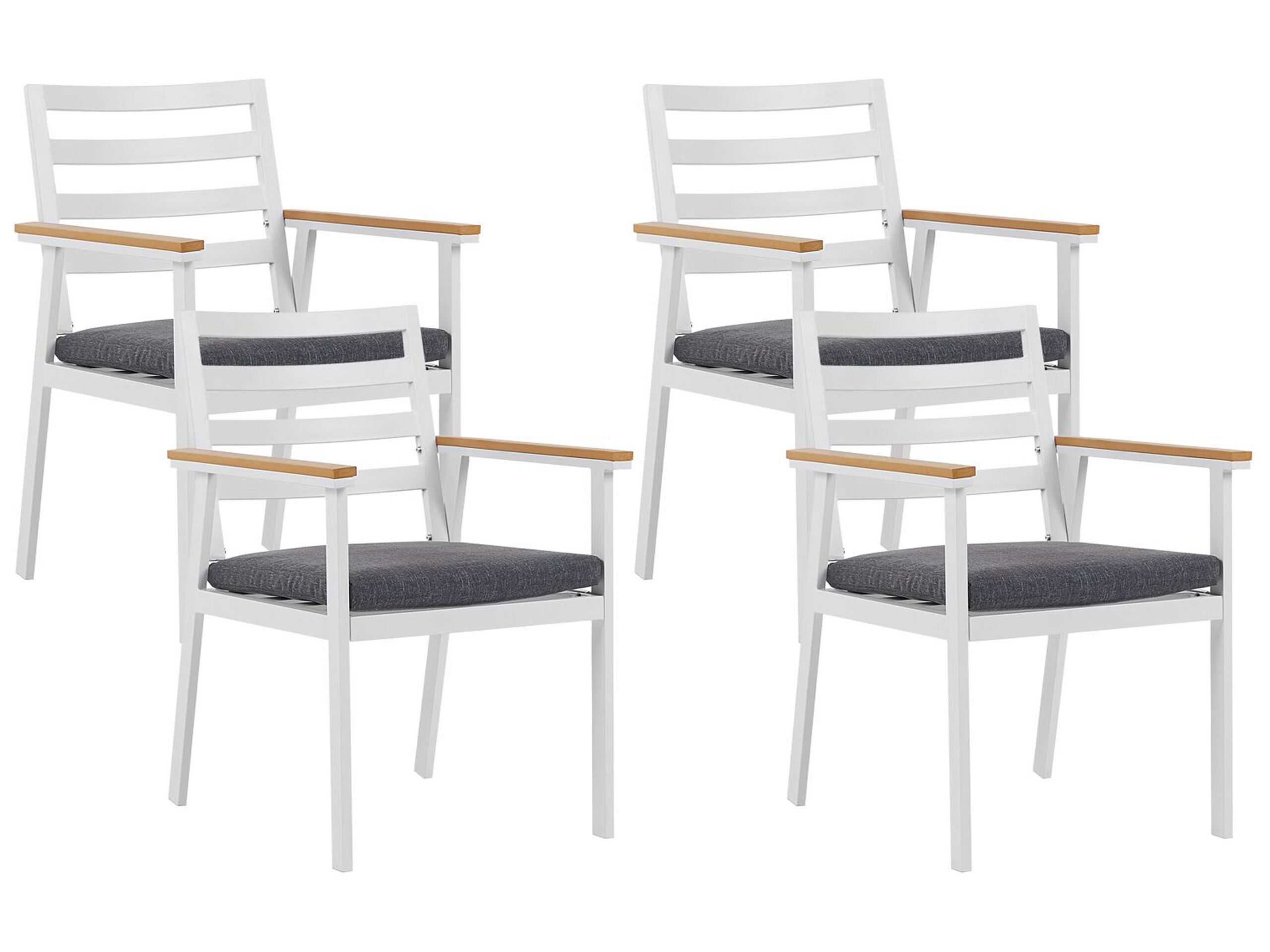 Set of 4 Garden Chairs with Grey Cushions White CAVOLI - Gemini Interiors