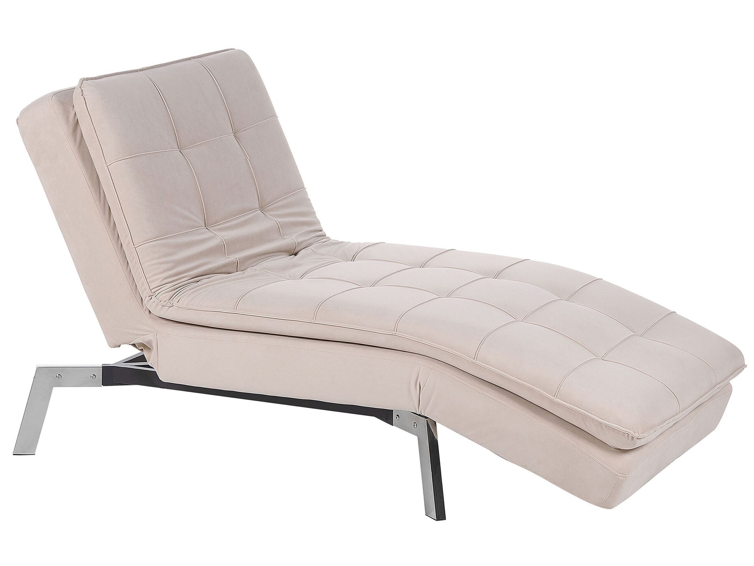 Velvet Chaise Lounge Beige LOIRET - Gemini Interiors
