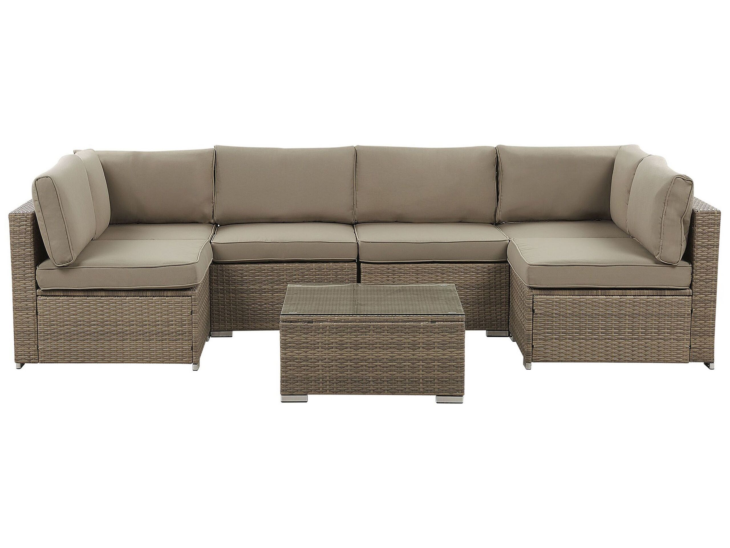 6 Seater PE Rattan Garden Lounge Set Brown BELVEDERE - Gemini Interiors