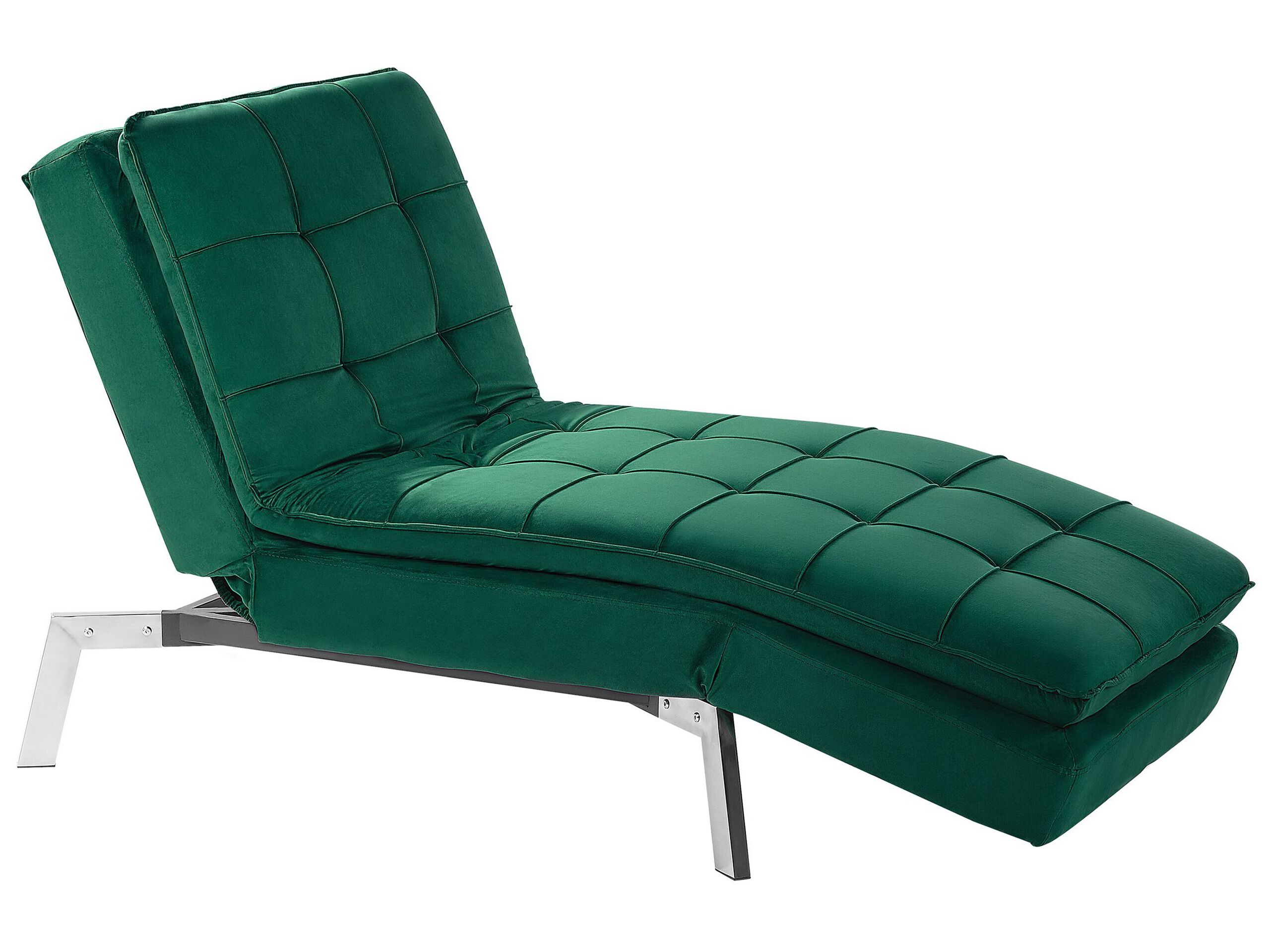 Velvet Chaise Lounge Emerald Green LOIRET - Gemini Interiors
