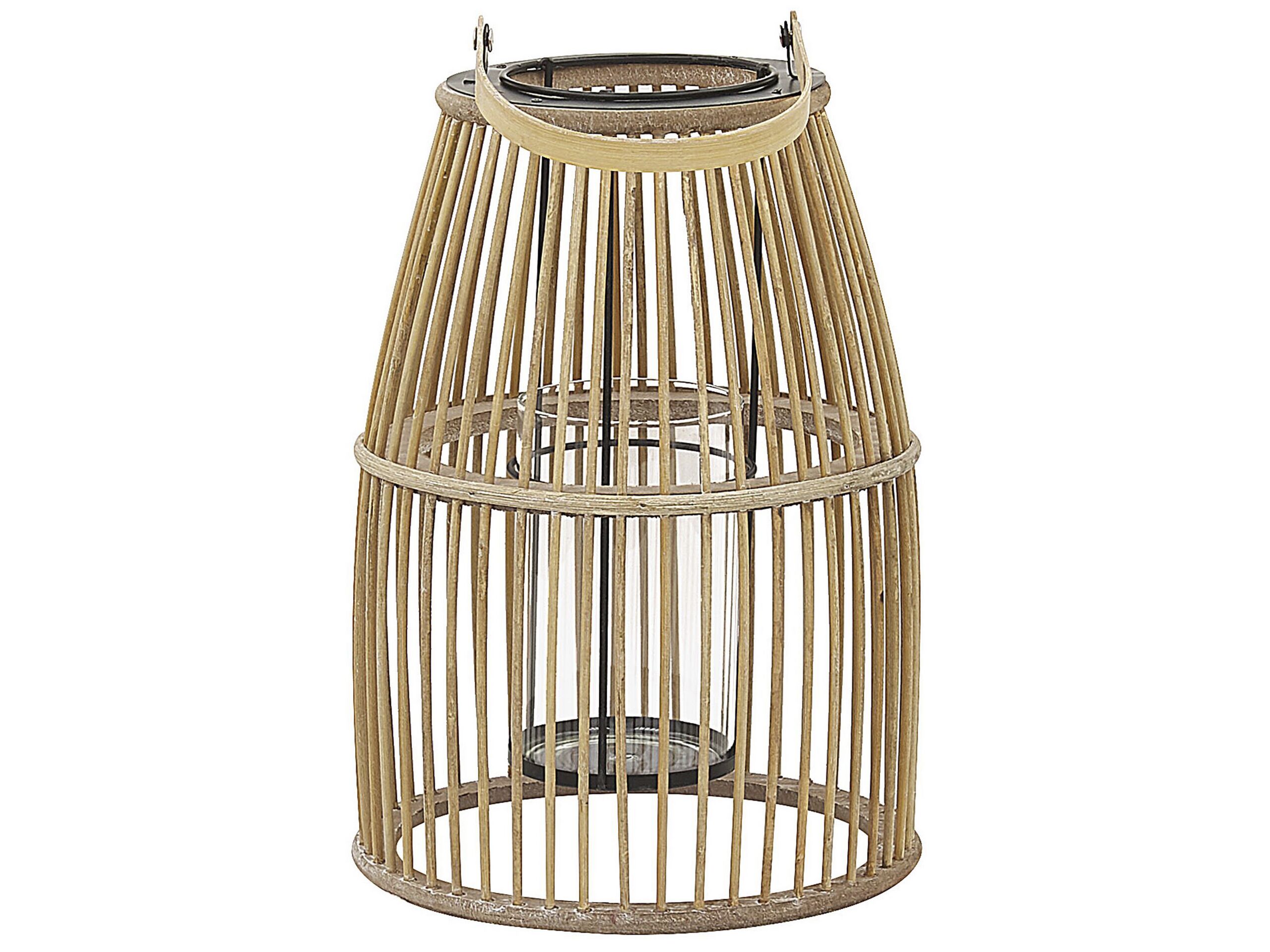Bamboo Candle Lantern 32 cm Beige HOSTE - Gemini Interiors