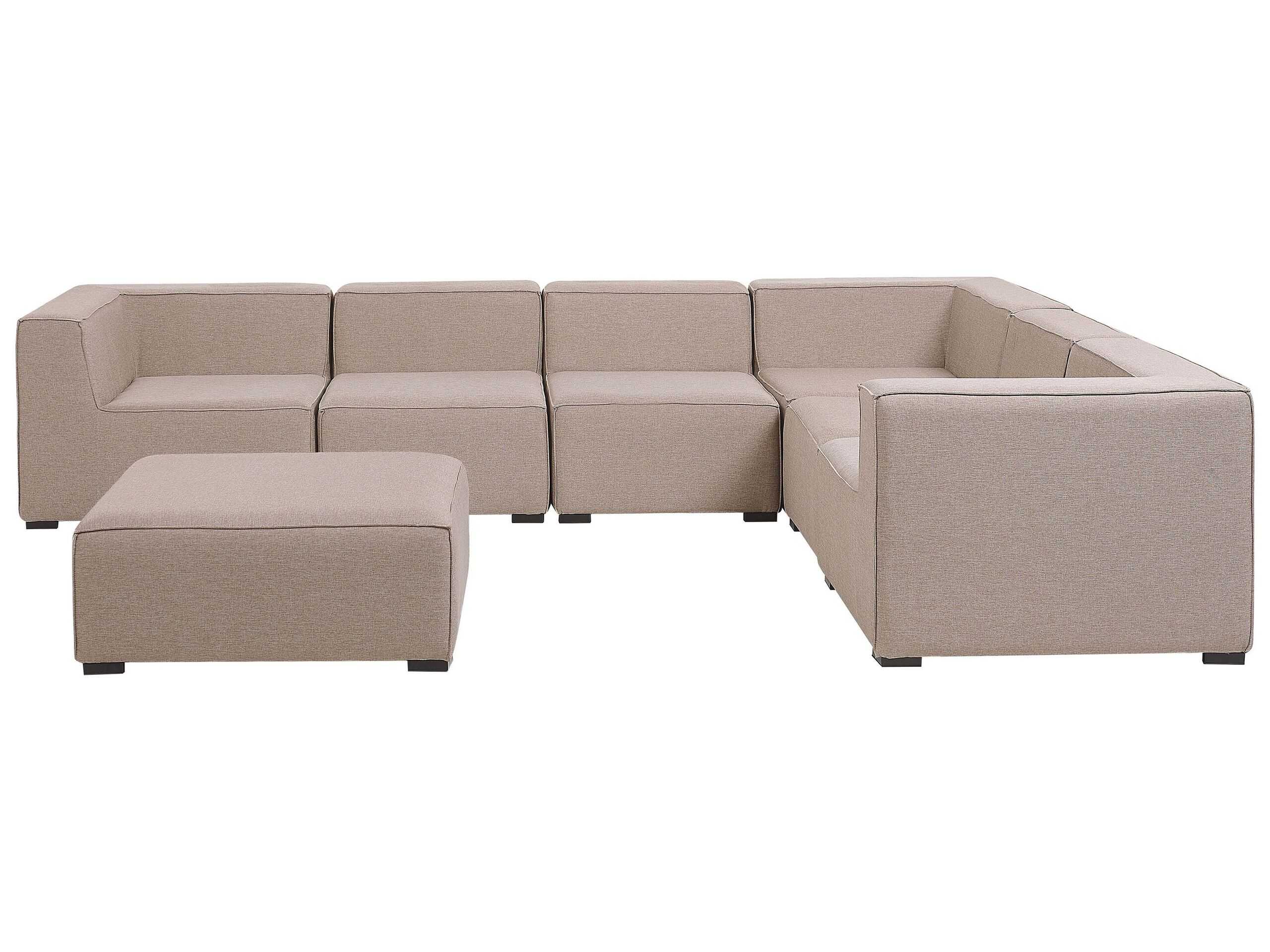 Left Hand 7 Seater Modular Garden Corner Sofa Set Beige AREZZO - Gemini Interiors