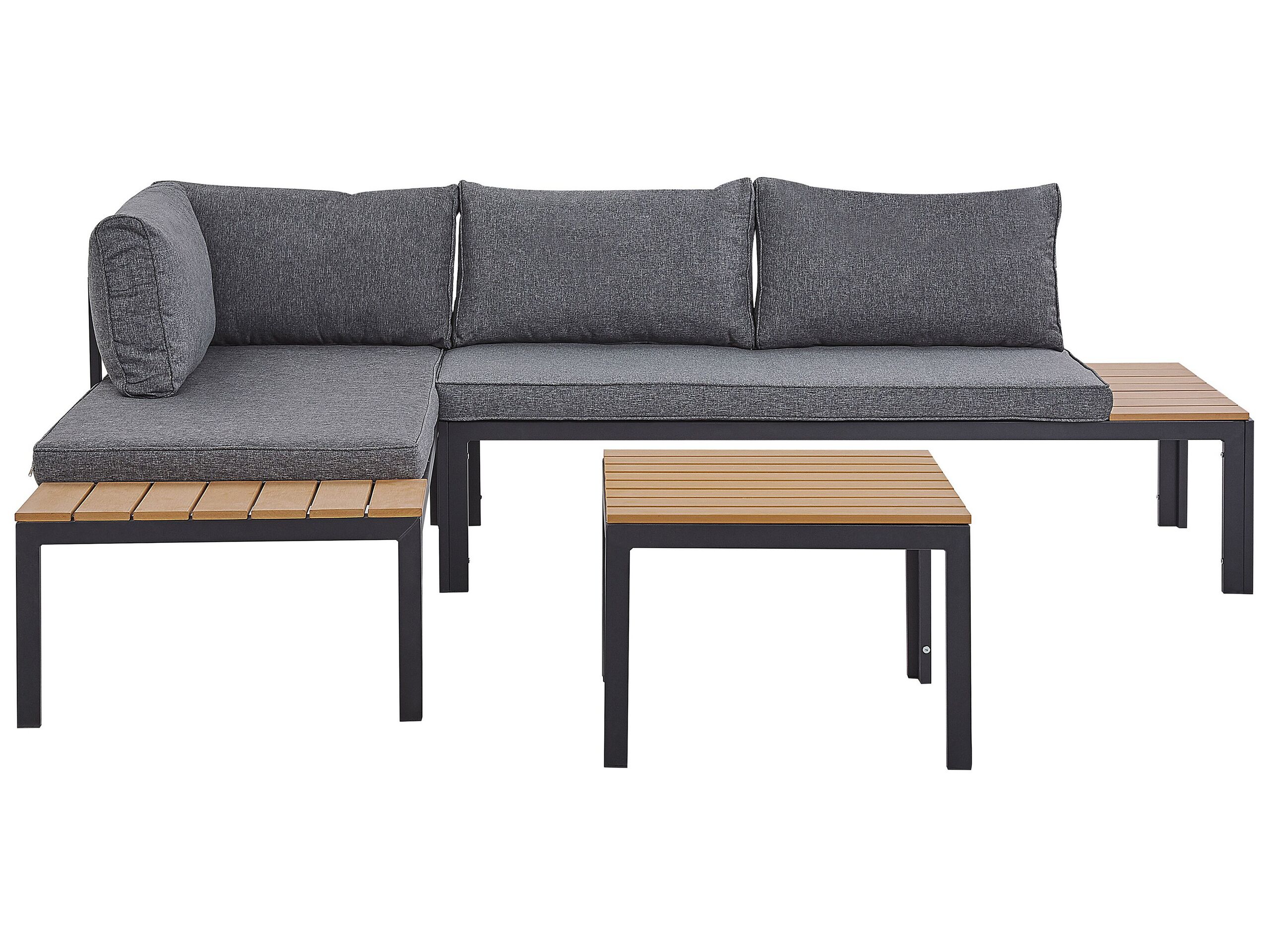4 Seater Modular Garden Corner Sofa Set Grey and Light Wood PIENZA - Gemini Interiors