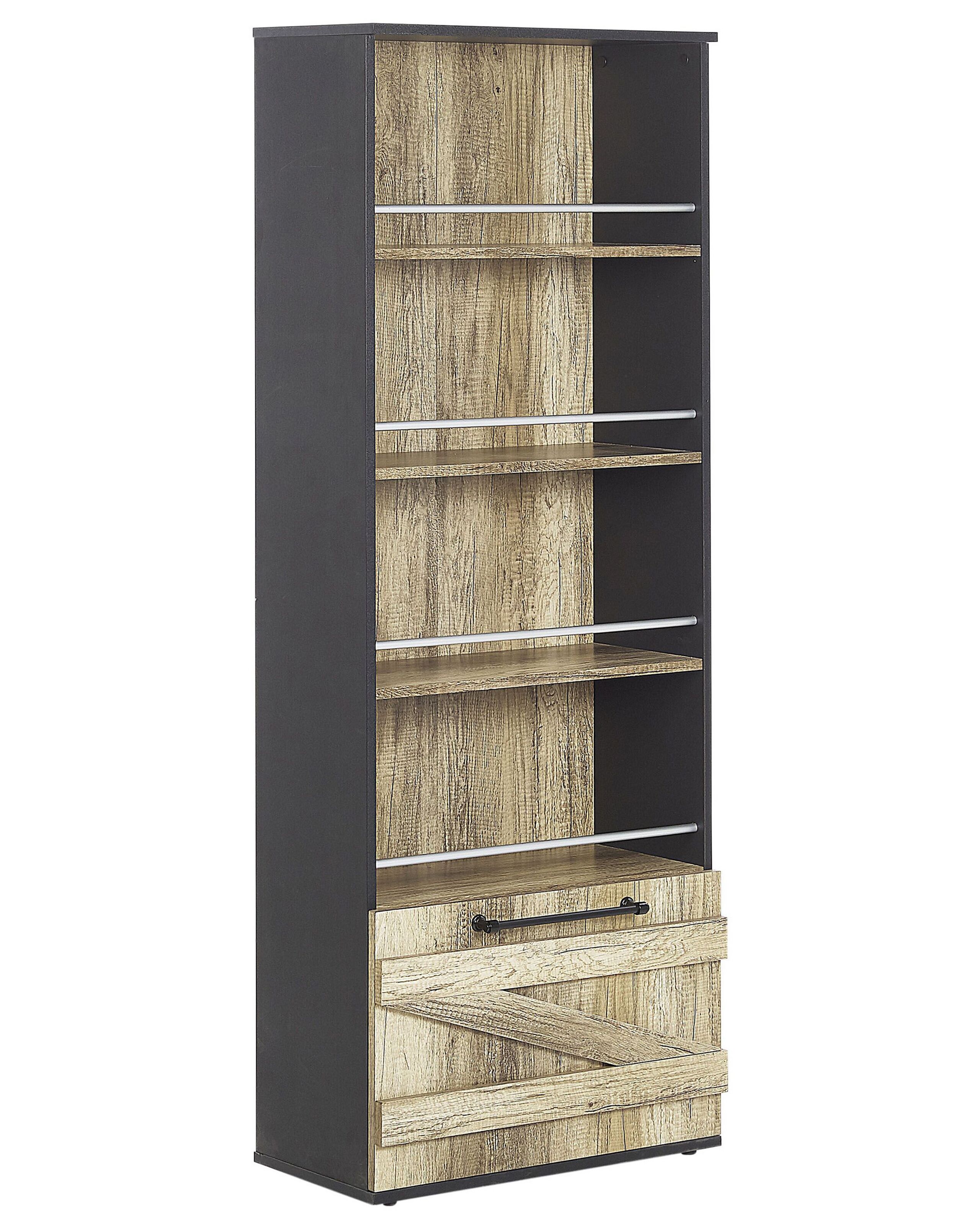 4 Tier Bookcase Light Wood with Black SALTER - Gemini Interiors