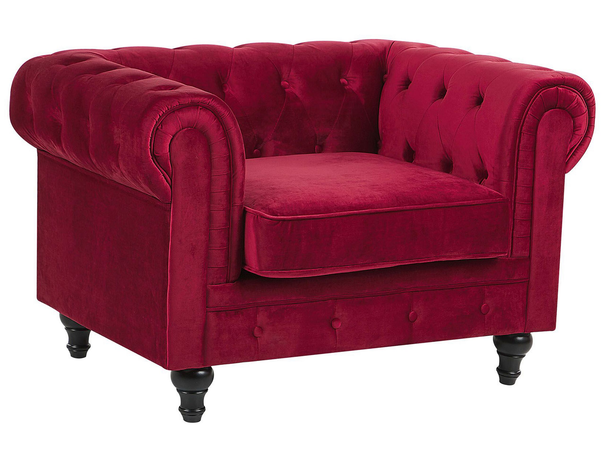 Velvet Armchair Red CHESTERFIELD - Gemini Interiors