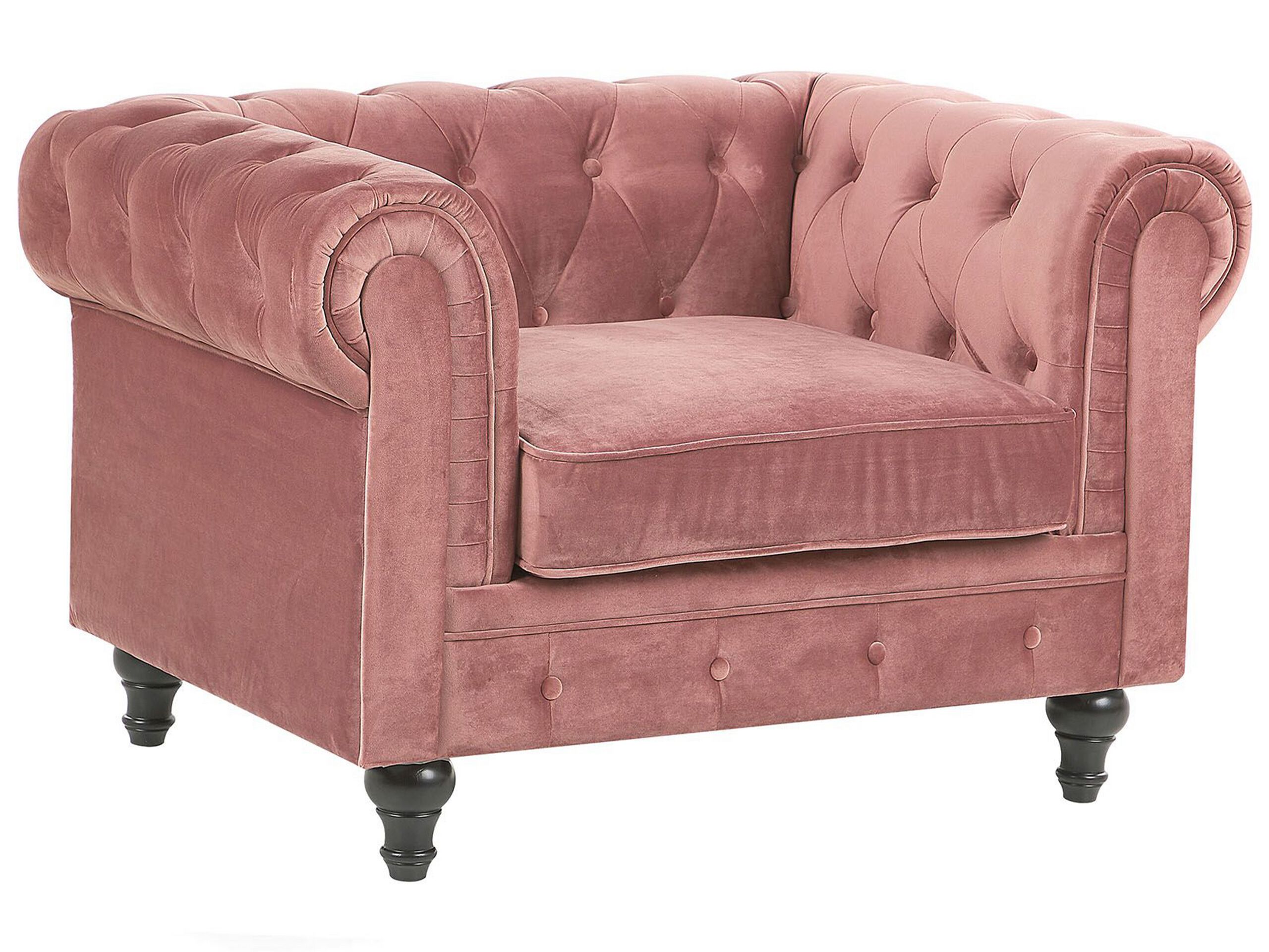 Velvet Armchair Pink CHESTERFIELD - Gemini Interiors