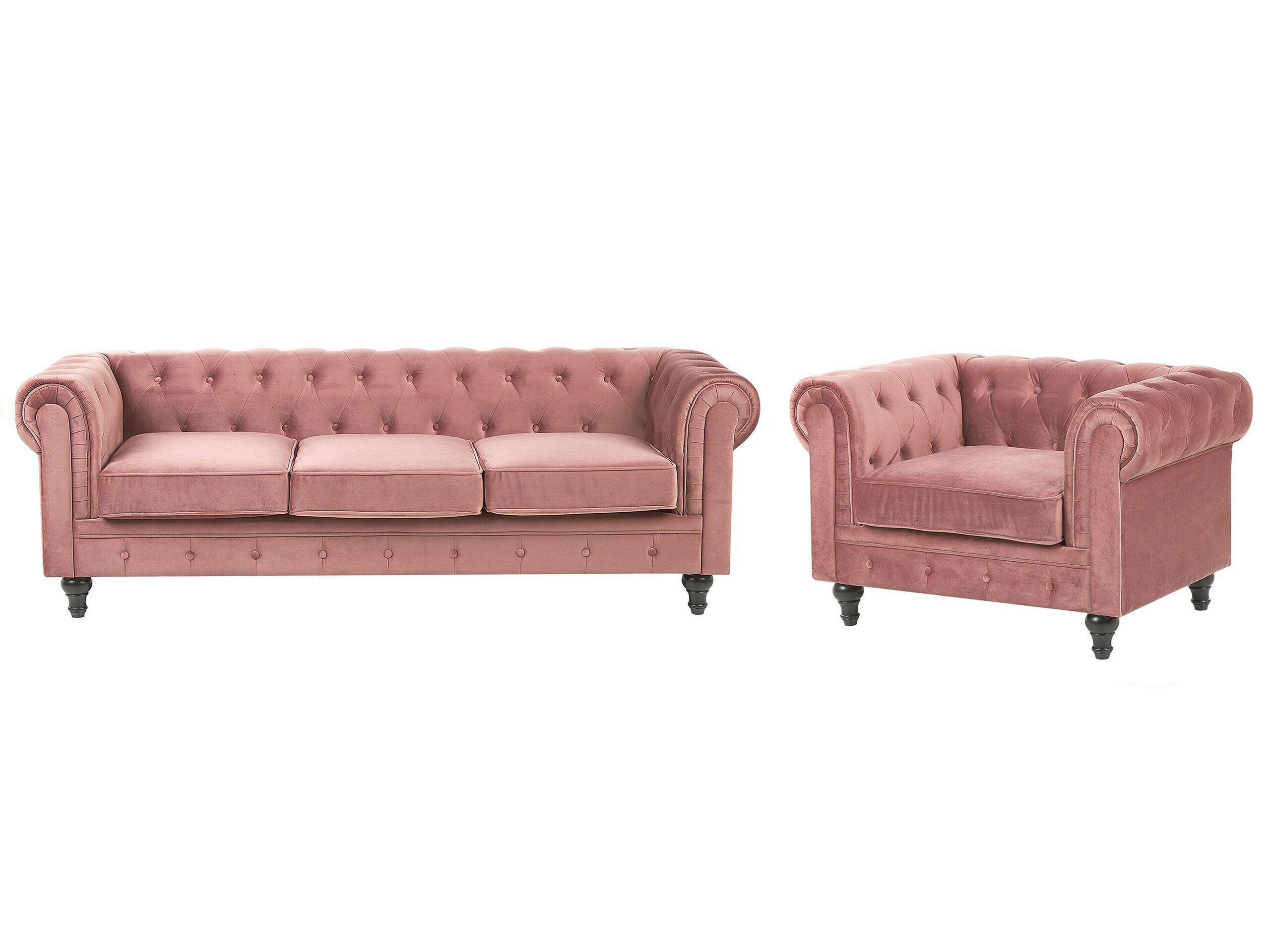 Velvet Living Room Set Pink CHESTERFIELD - Gemini Interiors