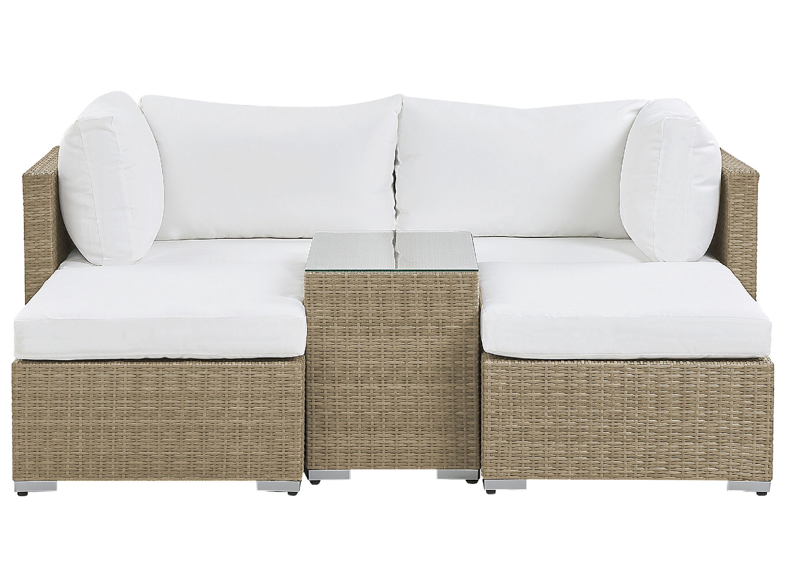 2 Seater PE Rattan Modular Garden Lounge Set Brown NOTO - Gemini Interiors