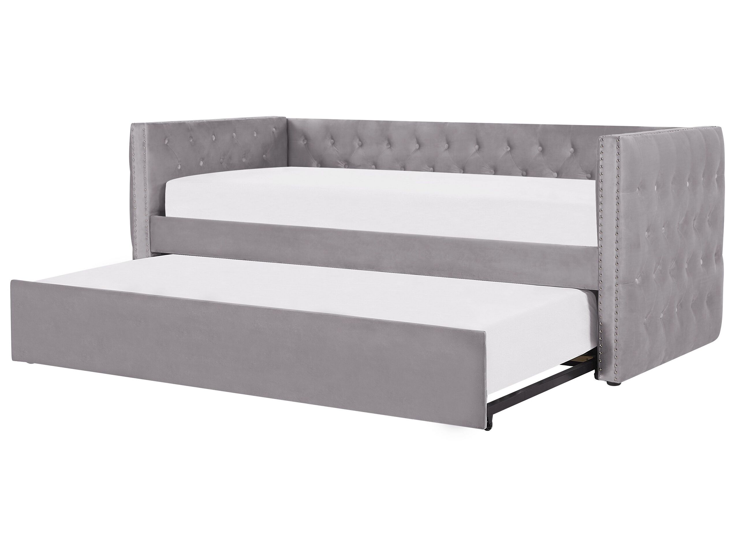 Velvet EU Single Trundle Bed Grey GASSIN - Gemini Interiors