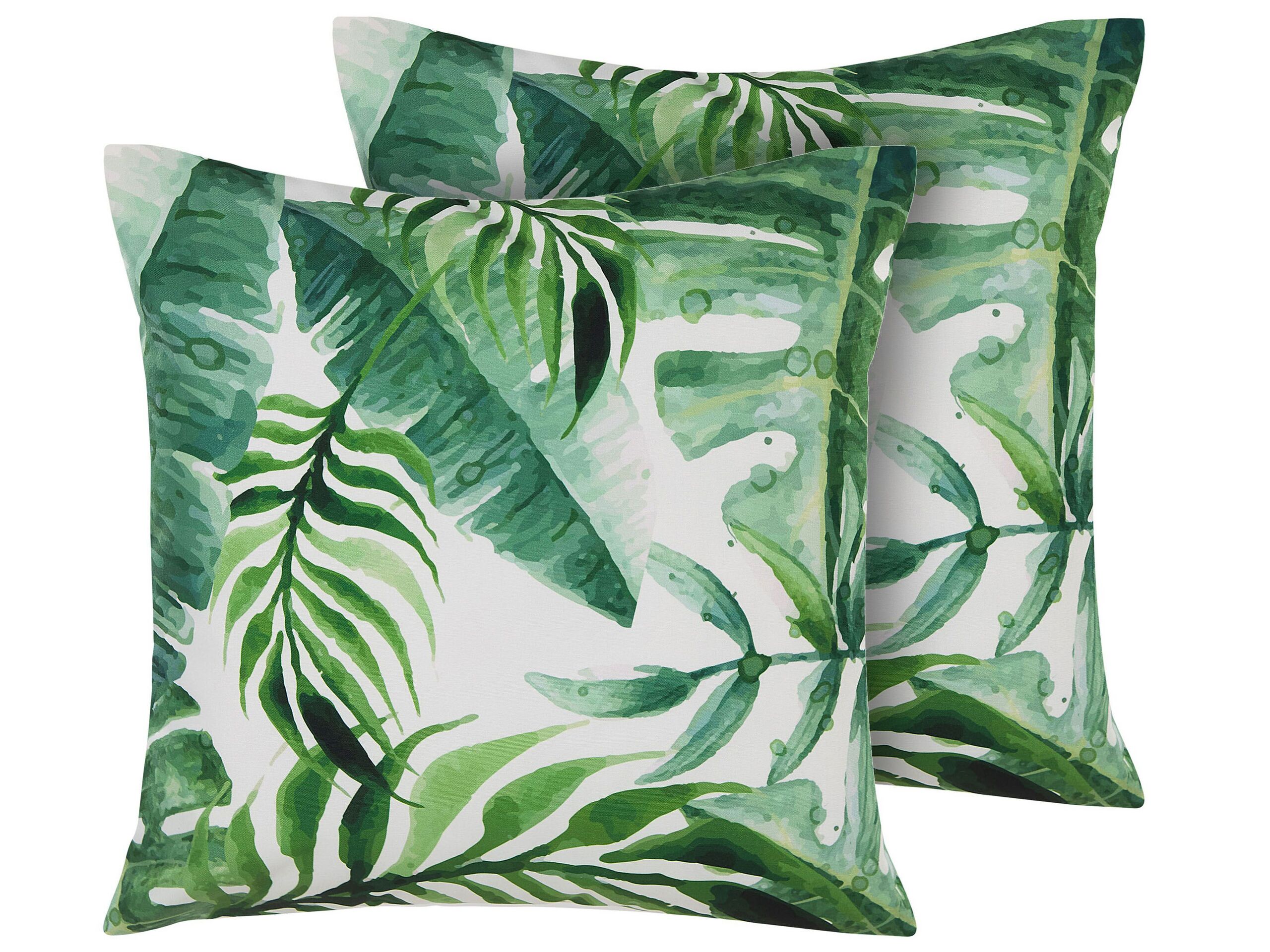 Set of 2 Outdoor Cushion Leaf Print 45 x 45 cm Green PAVELLI - Gemini Interiors