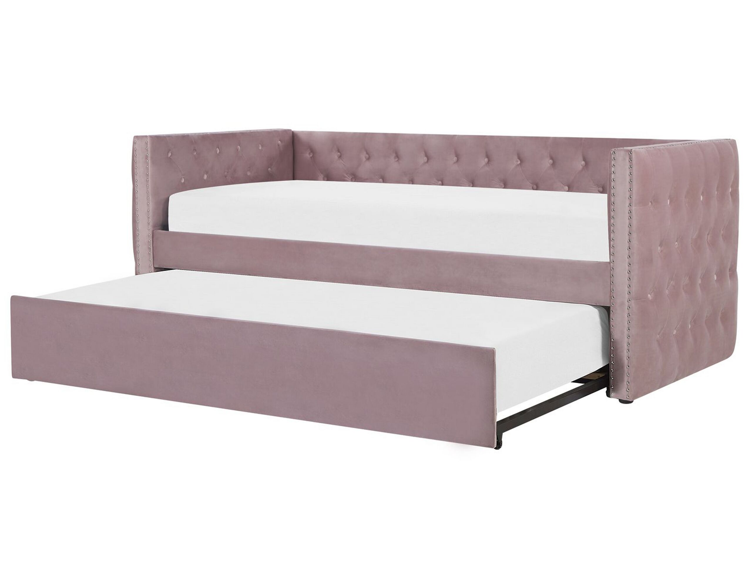 Velvet EU Single Trundle Bed Pink GASSIN - Gemini Interiors