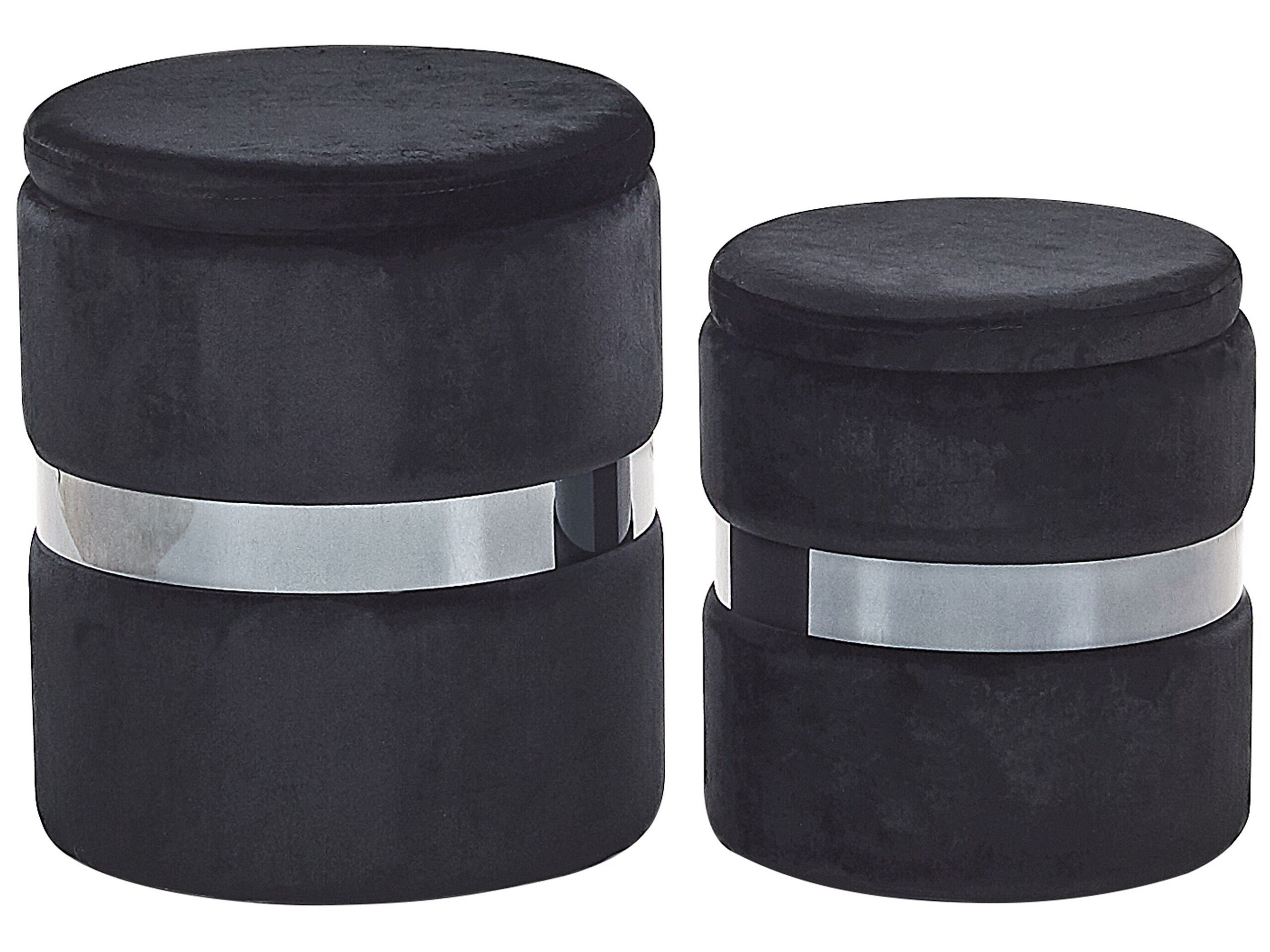 Set of 2 Velvet Storage Pouffes Black DORIS - Gemini Interiors