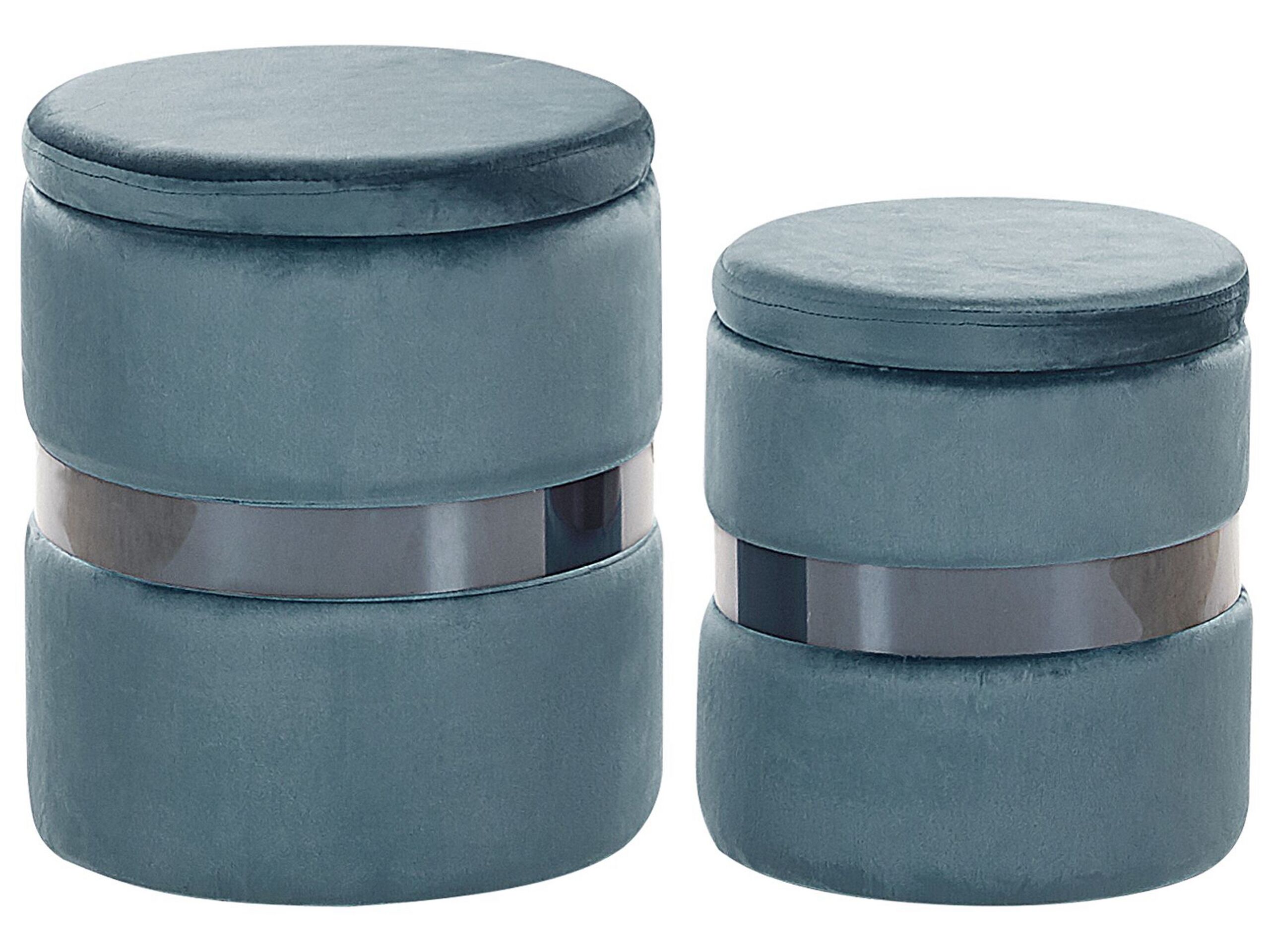 Set of 2 Velvet Storage Pouffes Blue DORIS - Gemini Interiors