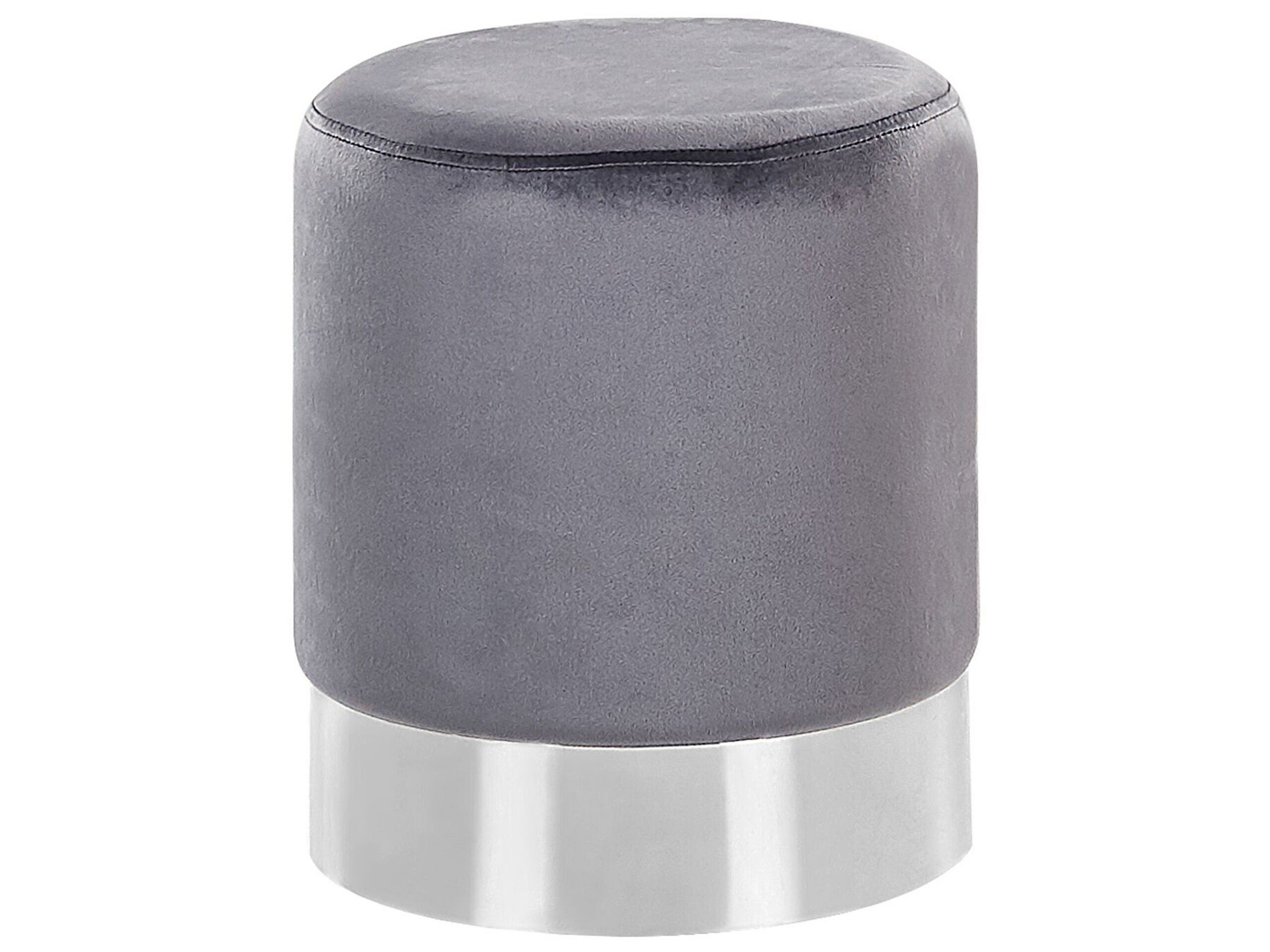Velvet Pouffe Grey BRIGITTE - Gemini Interiors