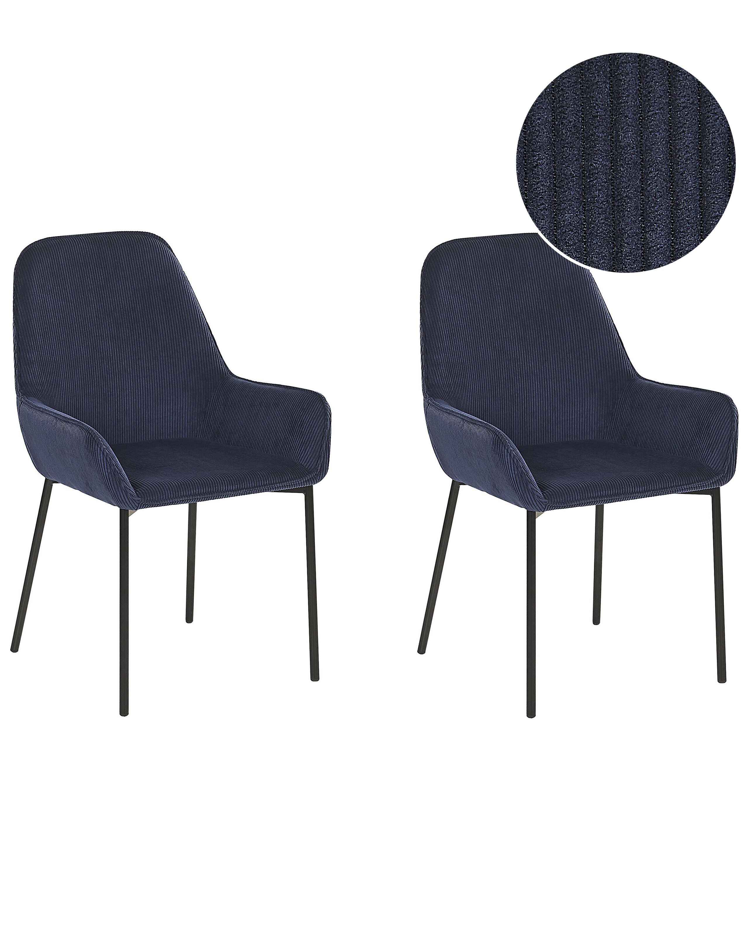 Set of 2 Jumbo Cord Dining Chairs Blue LOVERNA - Gemini Interiors