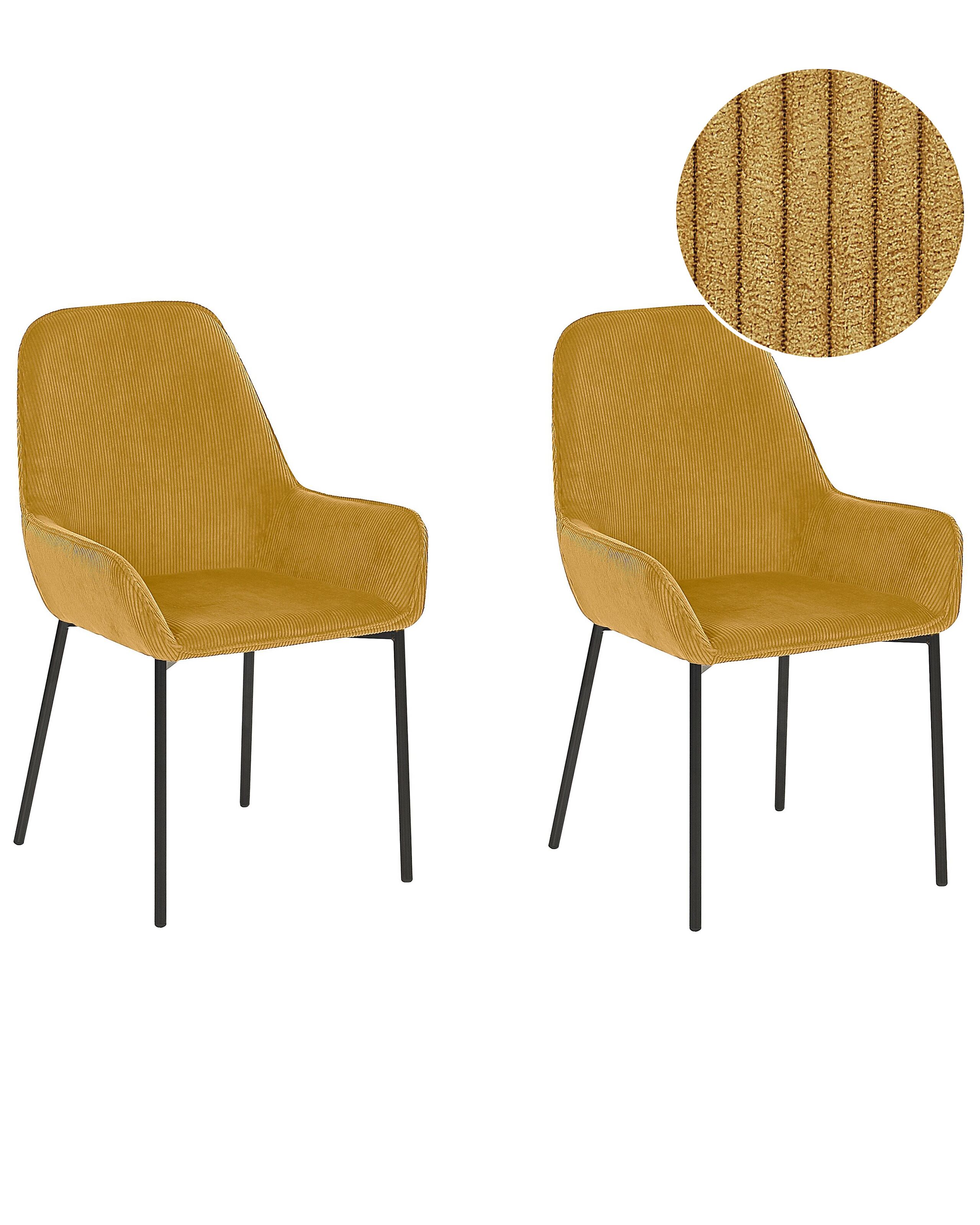 Set of 2 Jumbo Cord Dining Chairs Yellow LOVERNA - Gemini Interiors