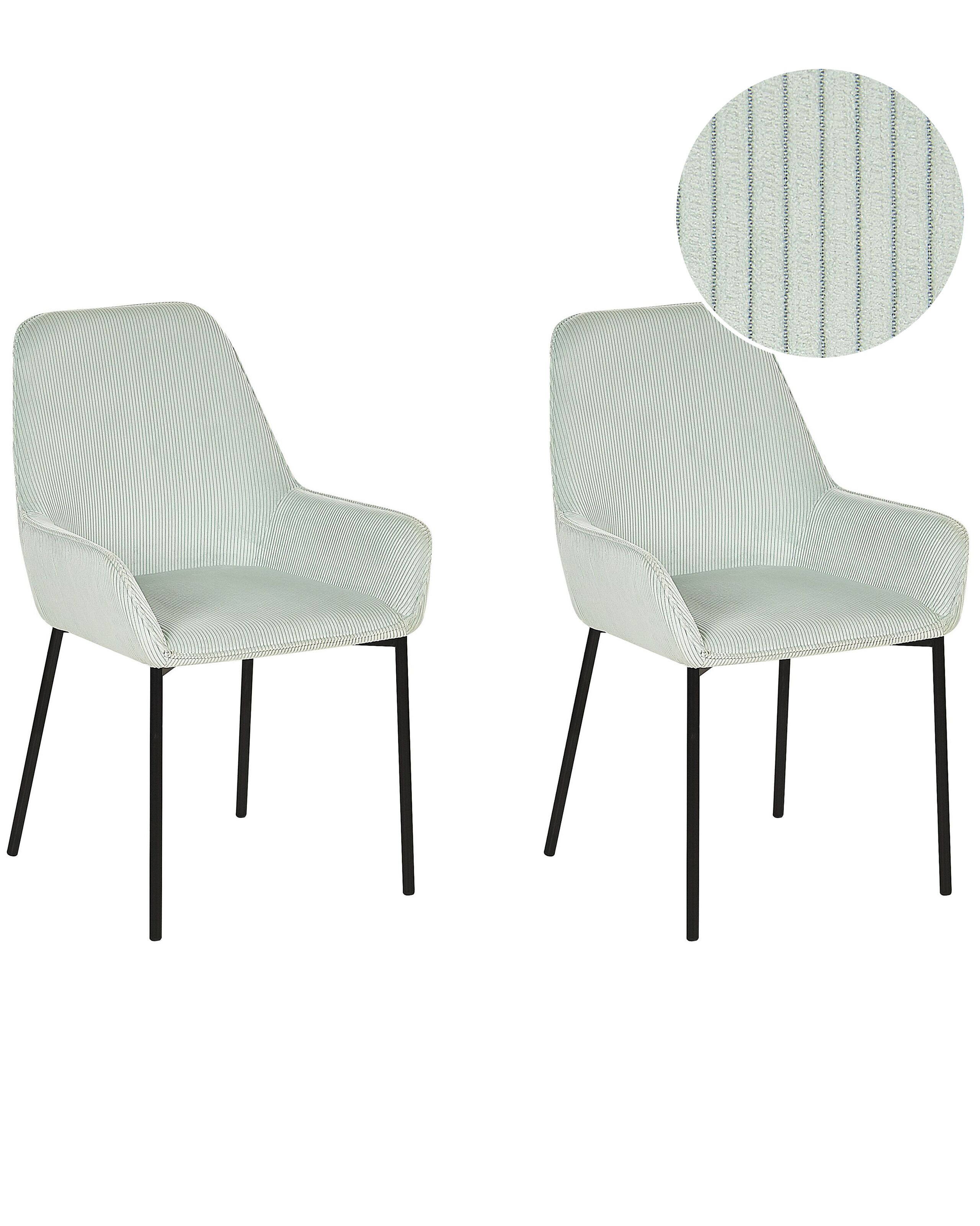 Set of 2 Jumbo Cord Dining Chairs Mint Green LOVERNA - Gemini Interiors