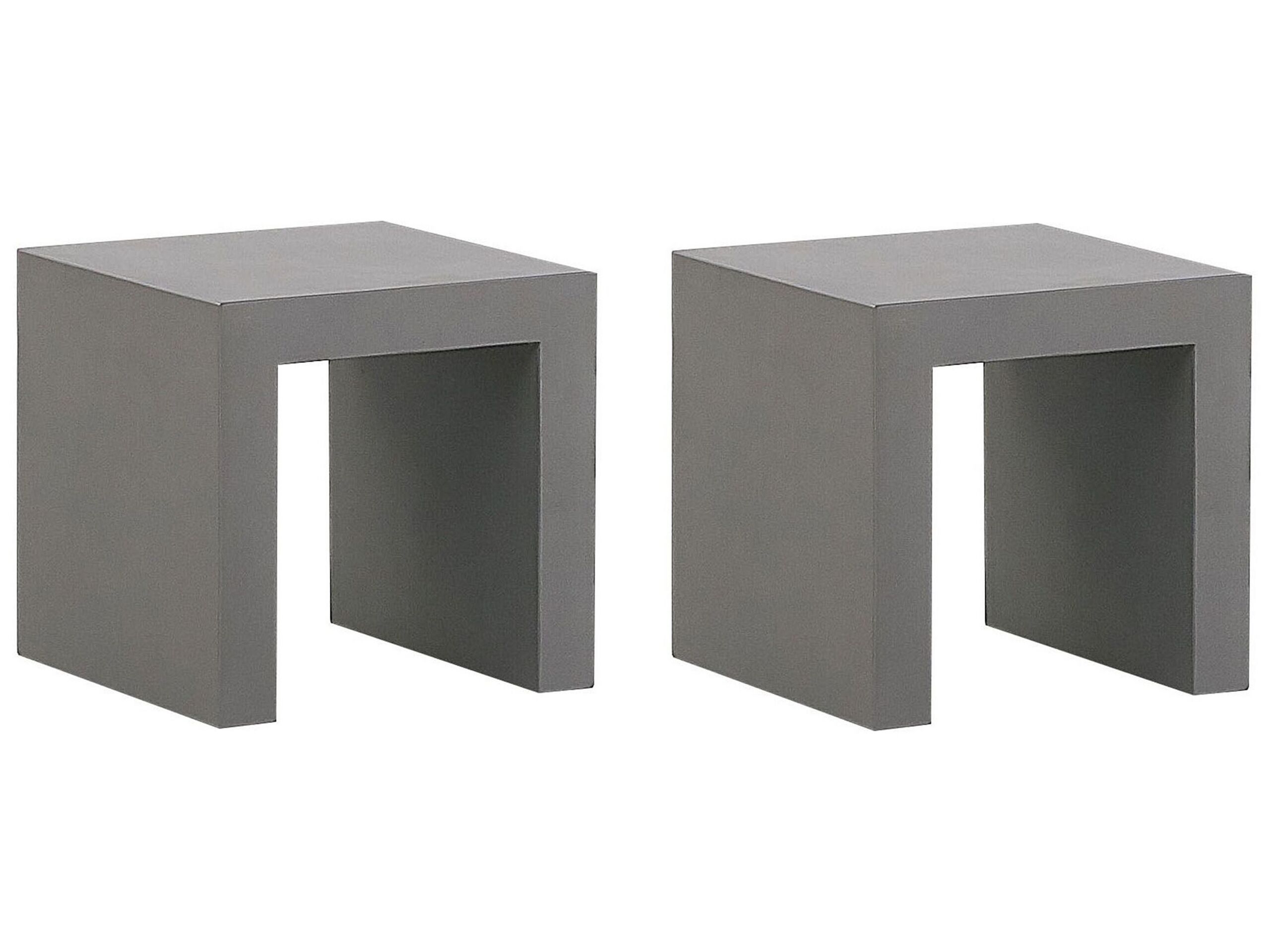 Set of 2 Concrete Garden Stools TARANTO - Gemini Interiors