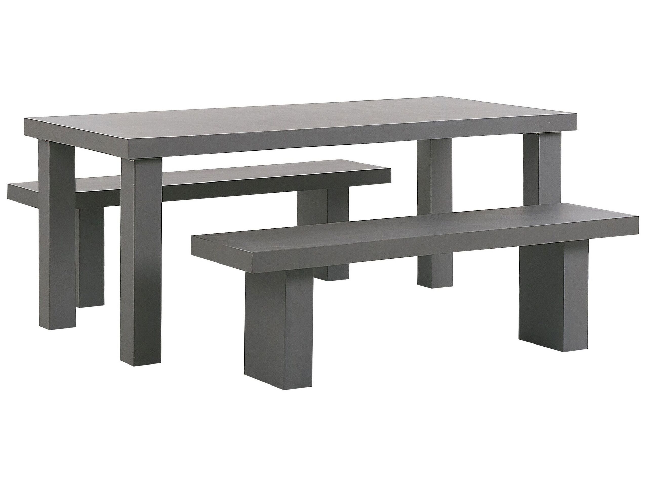4 Seater Concrete Garden Dining Set Benches Grey TARANTO - Gemini Interiors