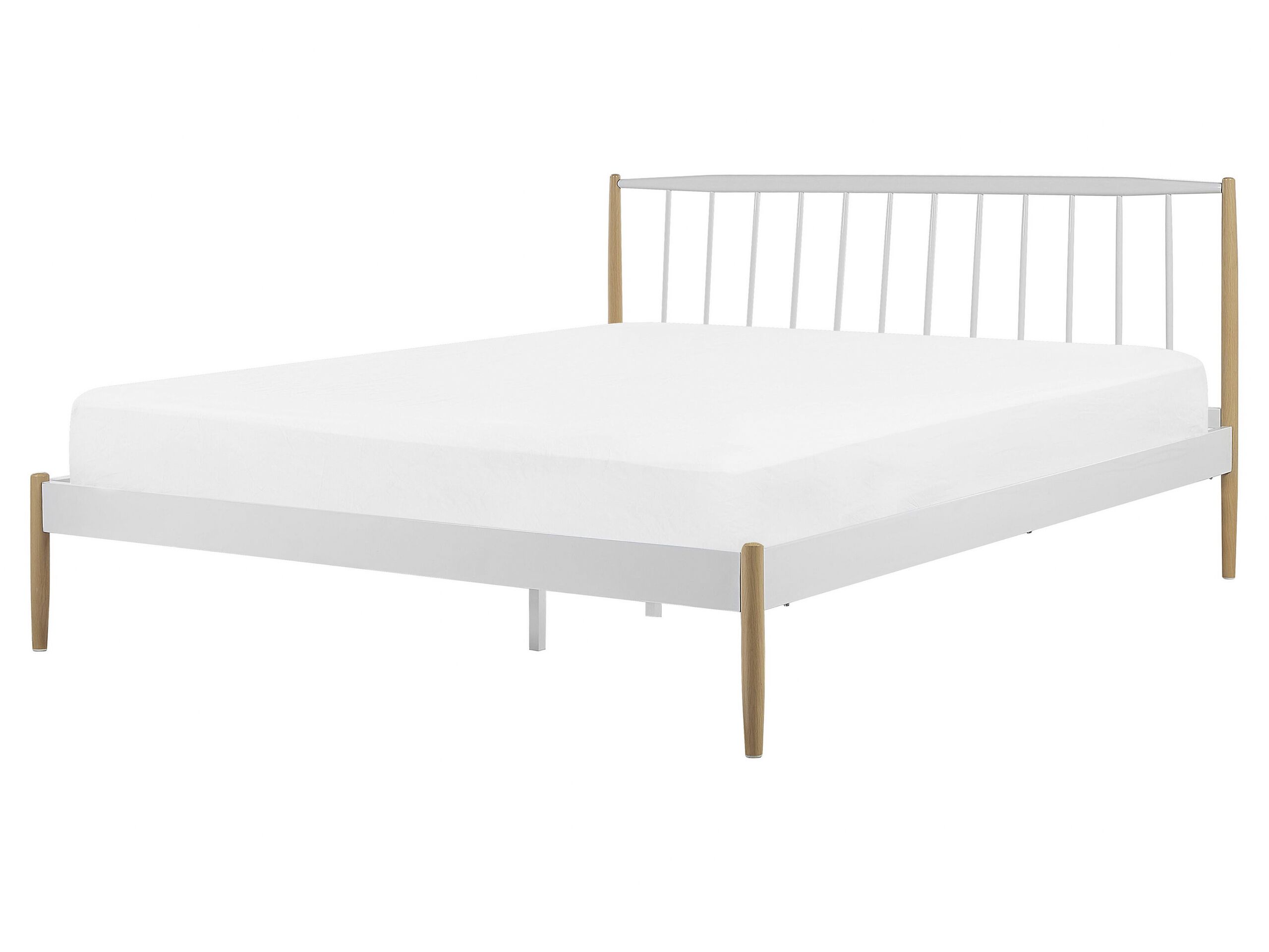 Metal EU King Size Bed White MAURS - Gemini Interiors