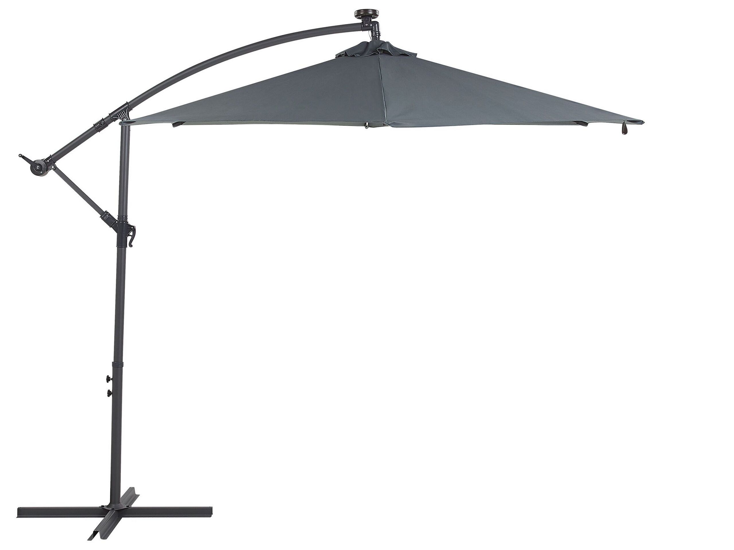 Cantilever Garden Parasol with LED Lights 2.85 m Grey CORVAL - Gemini Interiors