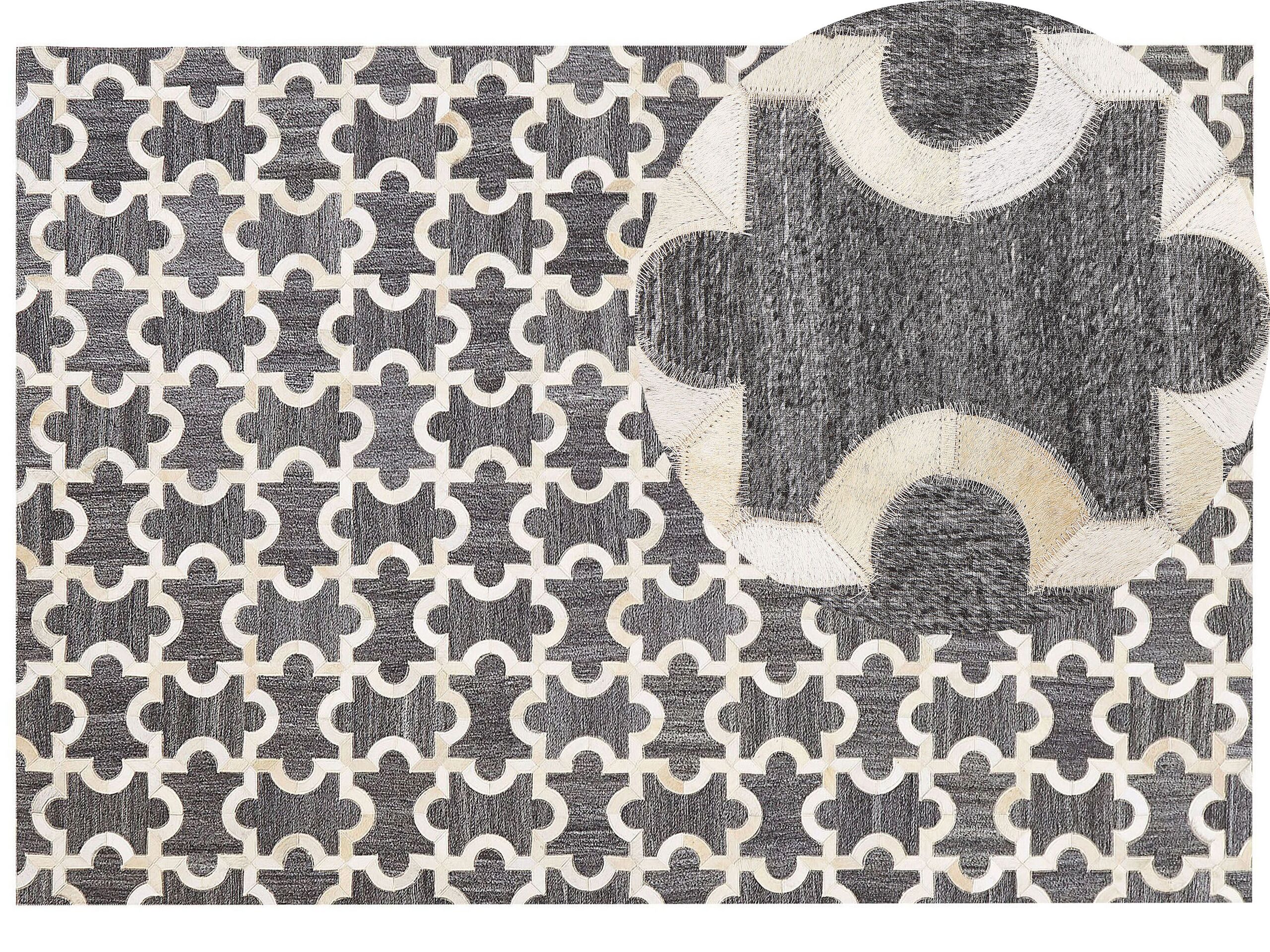Cowhide Area Rug 160x230cm Grey and Beige - Gemini Interiors