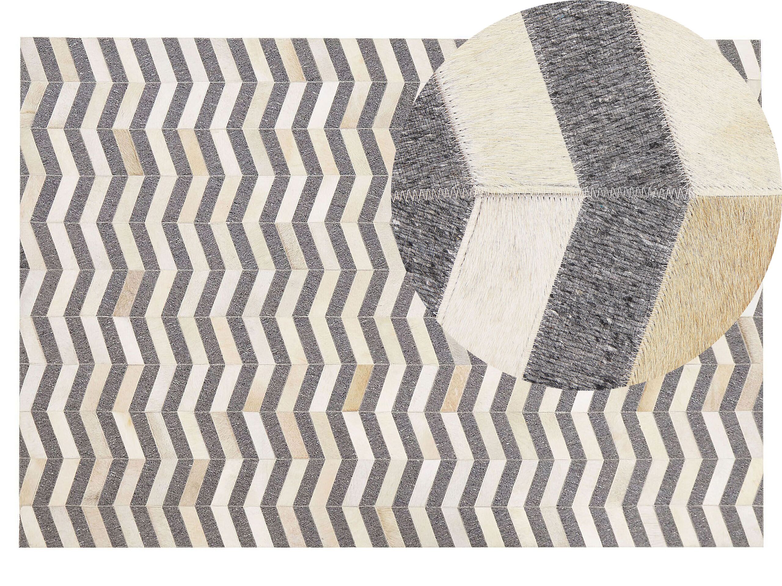 Cowhide Area Rug 140x200cm Grey and Beige - Gemini Interiors