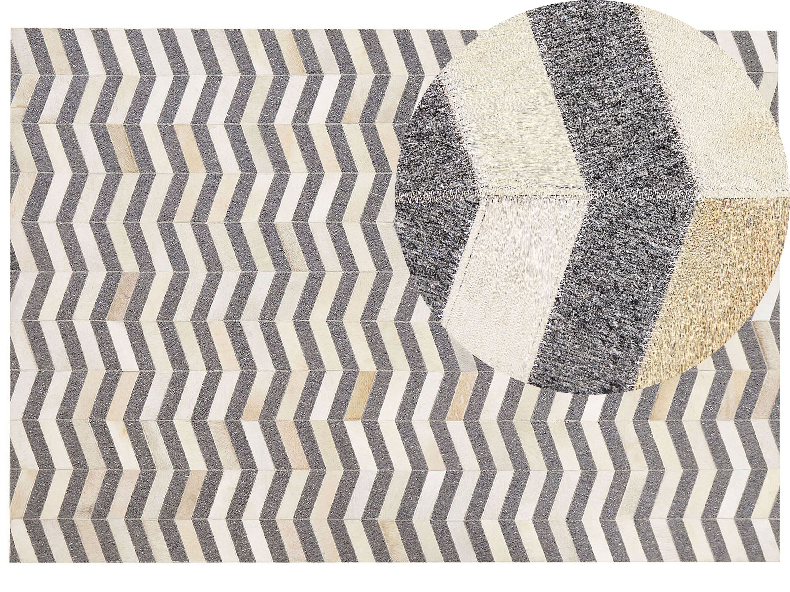 Cowhide Area Rug 160x230cm Grey and Beige - Gemini Interiors