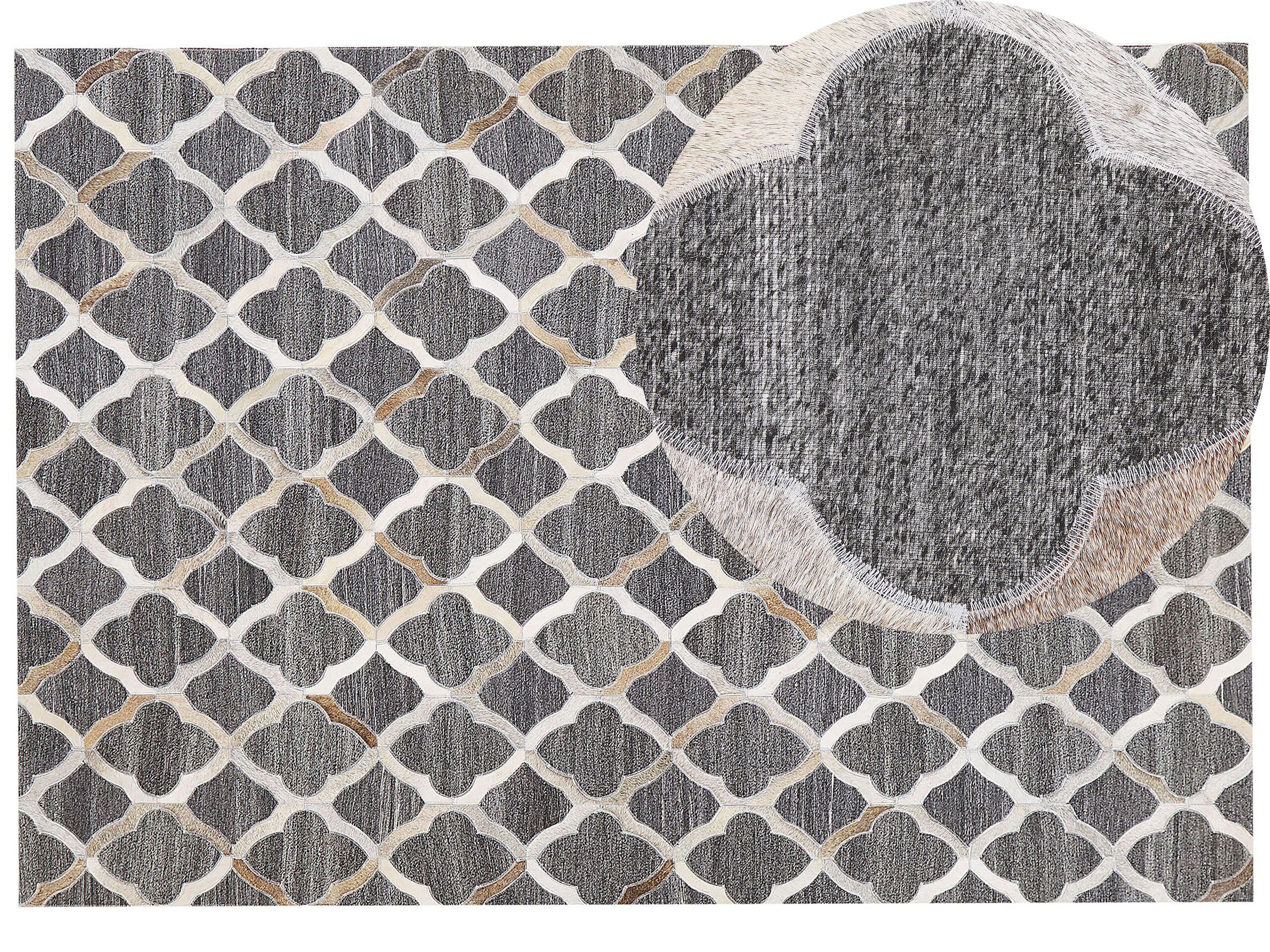 Cowhide Area Rug 160x230cm Grey and Beige - Gemini Interiors