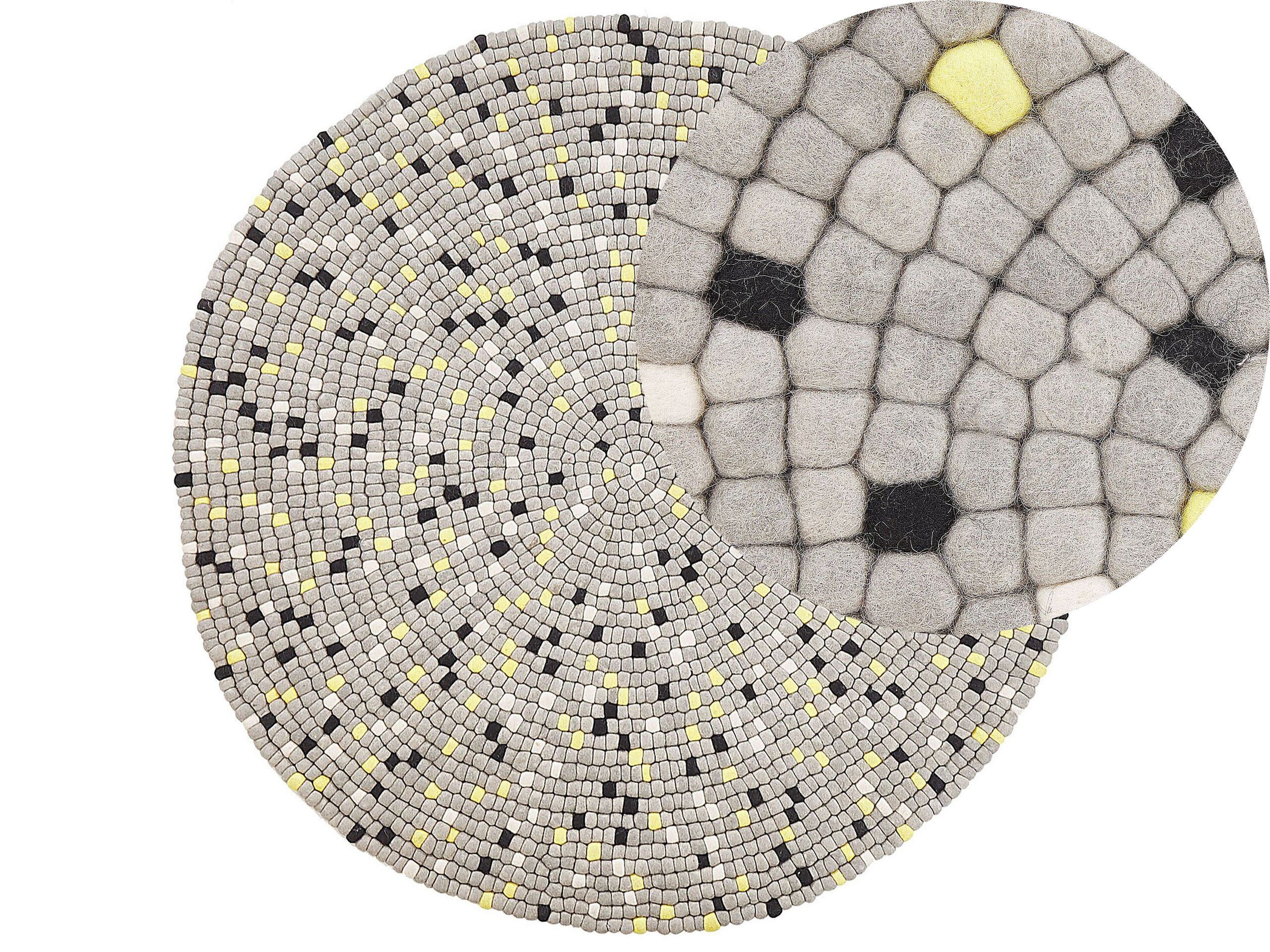 Round Felt Ball Area Rug 140cm Light Grey - Gemini Interiors