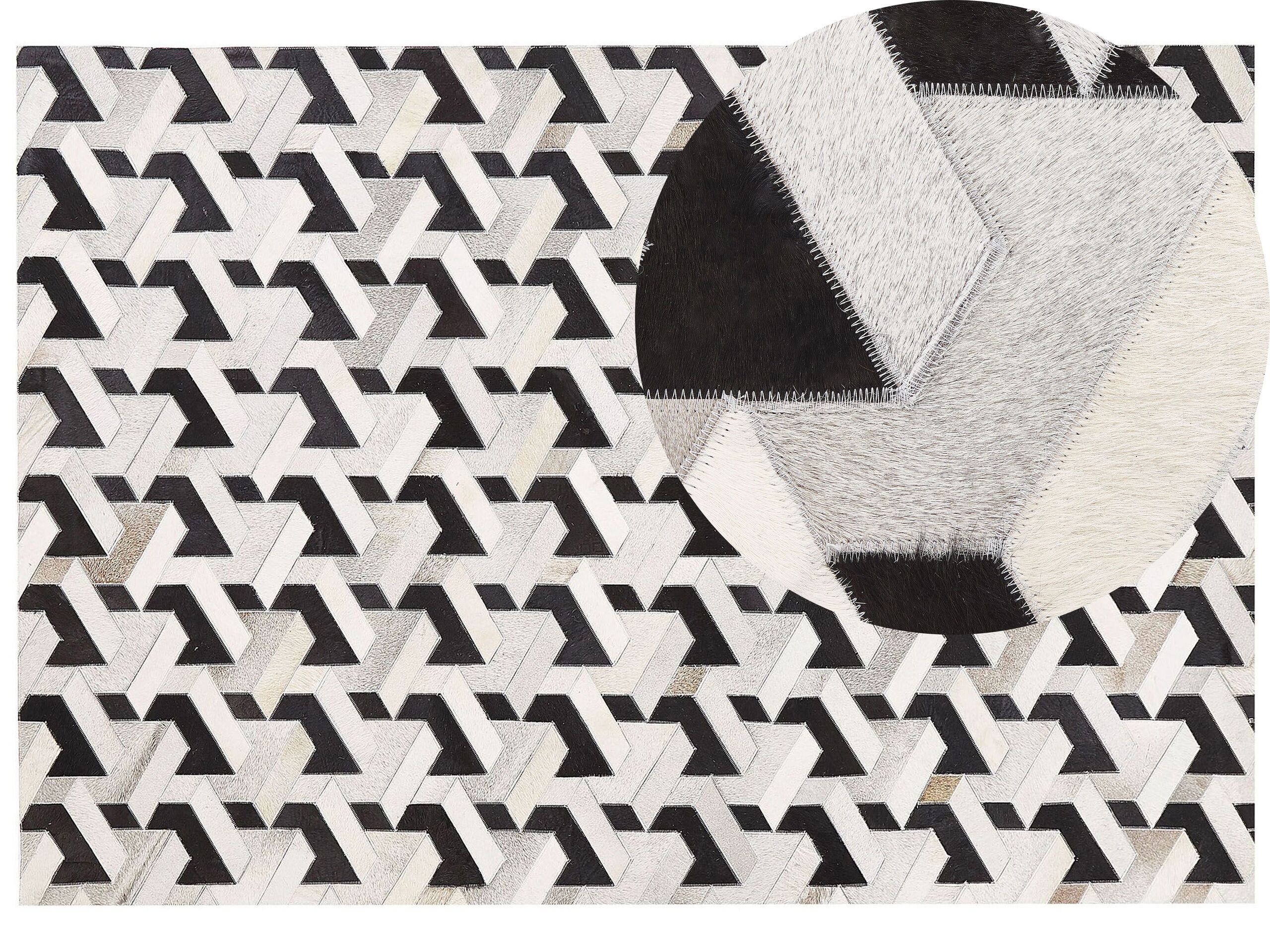 Cowhide Area Rug 160x230cm Black and Grey - Gemini Interiors
