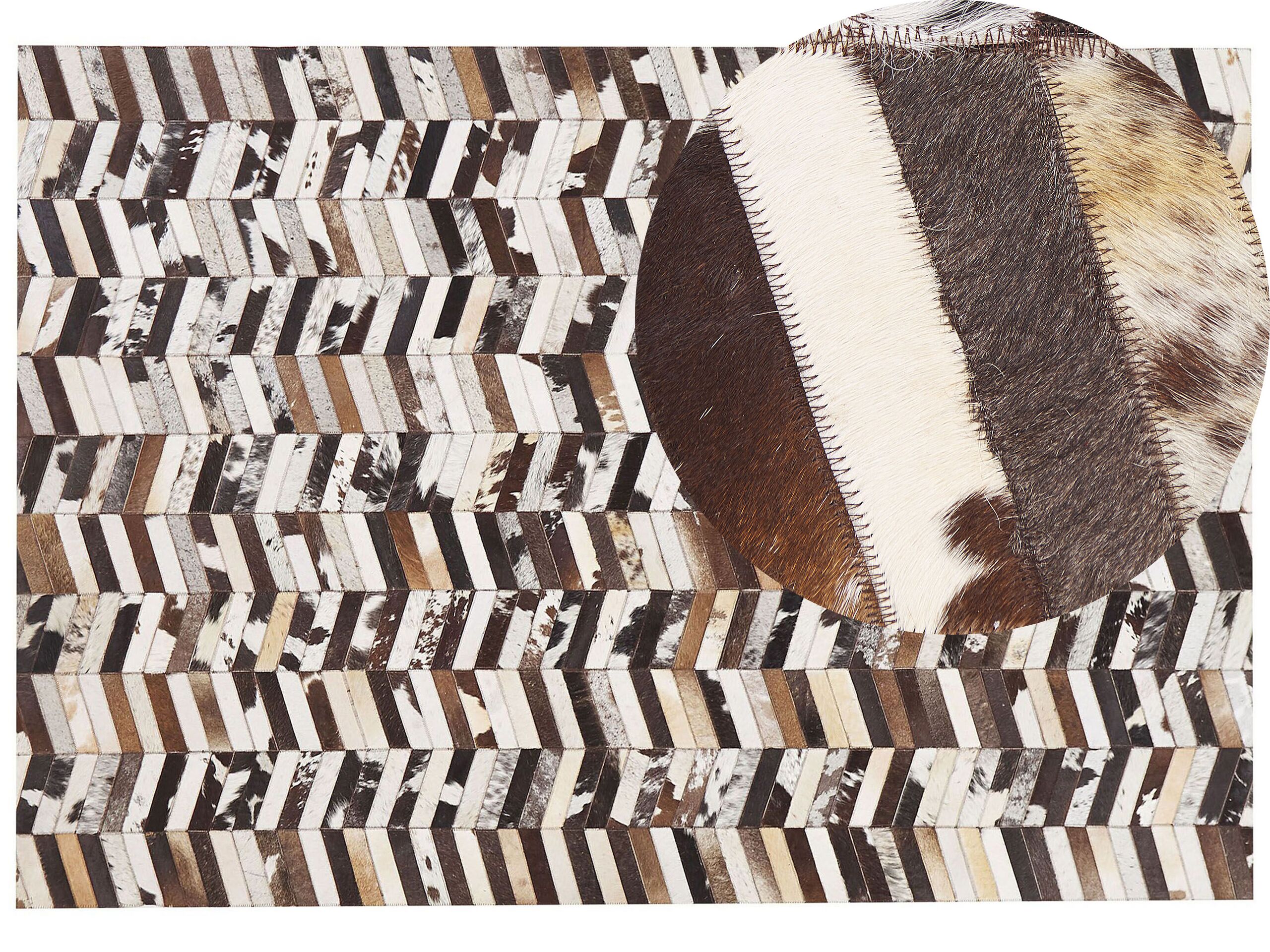 Cowhide Area Rug 160x230cm Brown and White - Gemini Interiors
