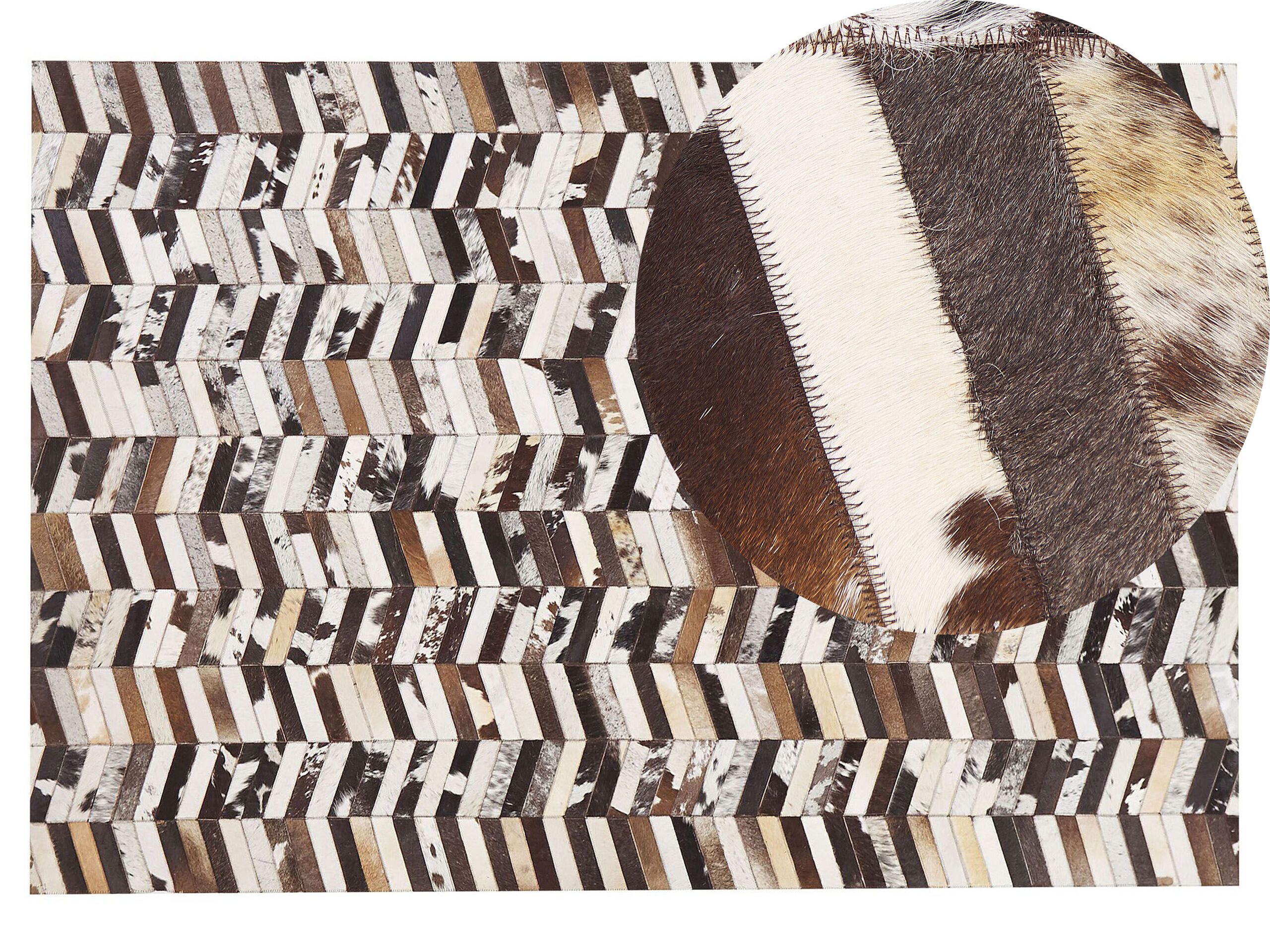Cowhide Area Rug 140x200cm Brown and White - Gemini Interiors