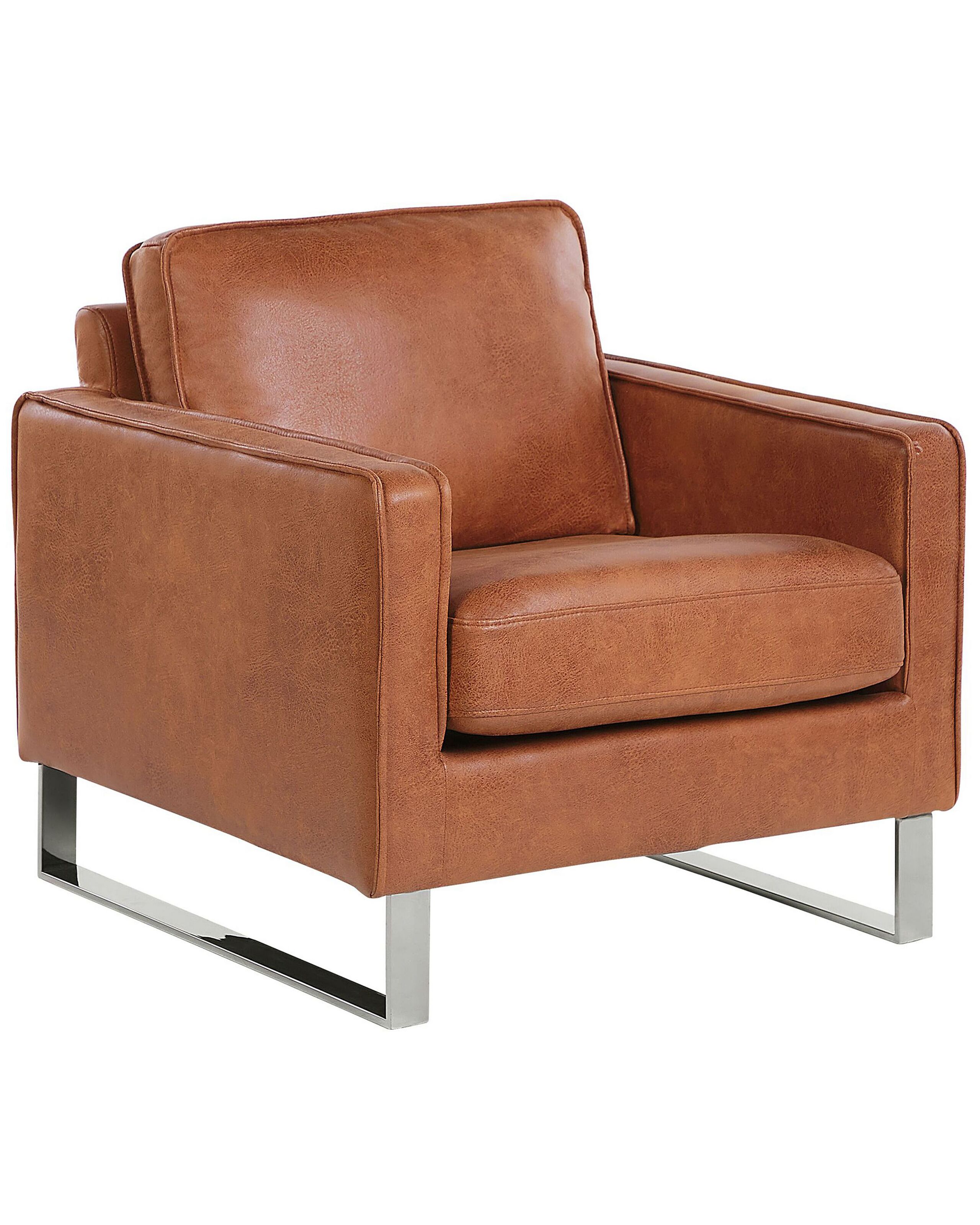 Faux Leather Armchair Golden Brown VIND - Gemini Interiors